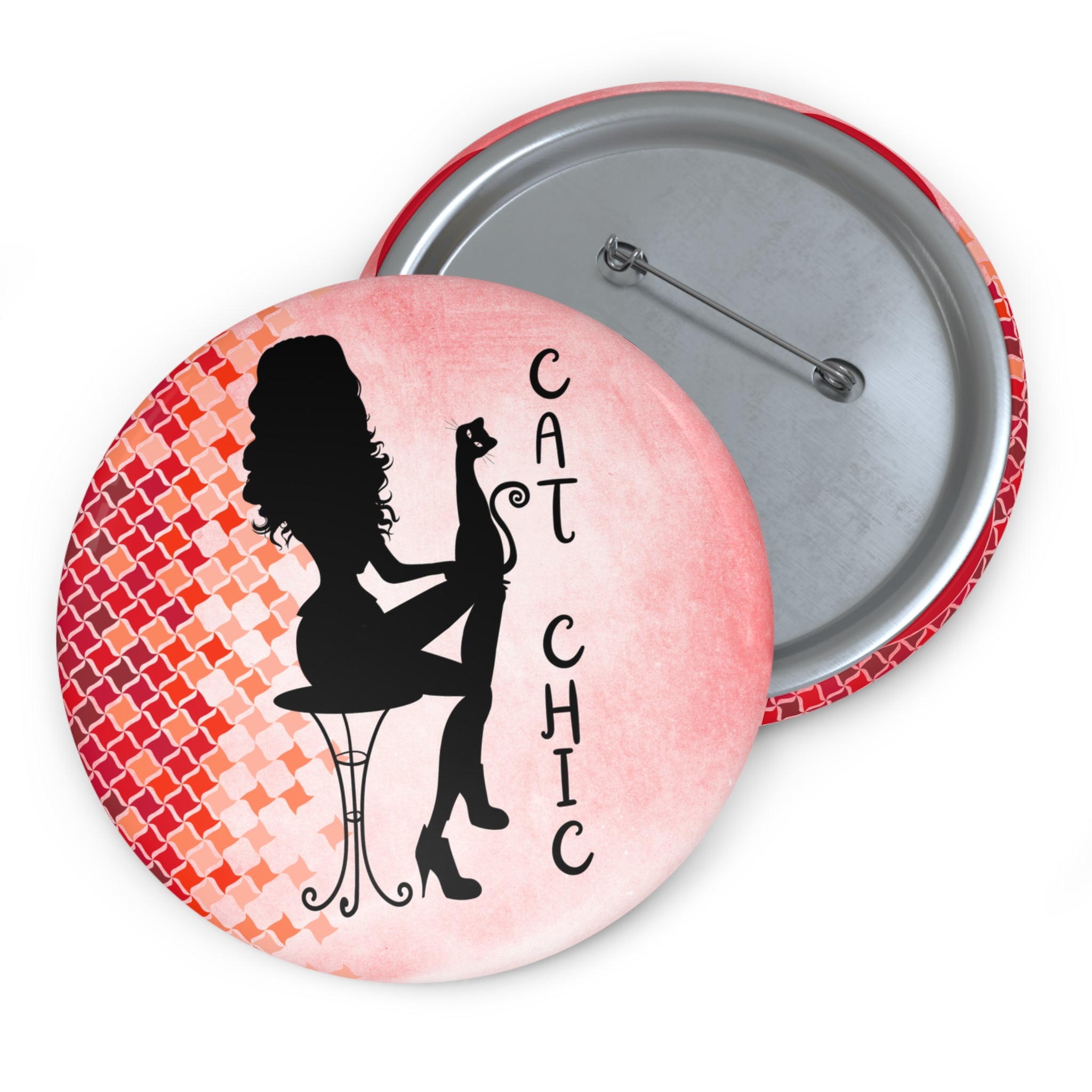 Photo depicting the ​Chic Cat Chic Pin Buttons from EpiAl's Shop.