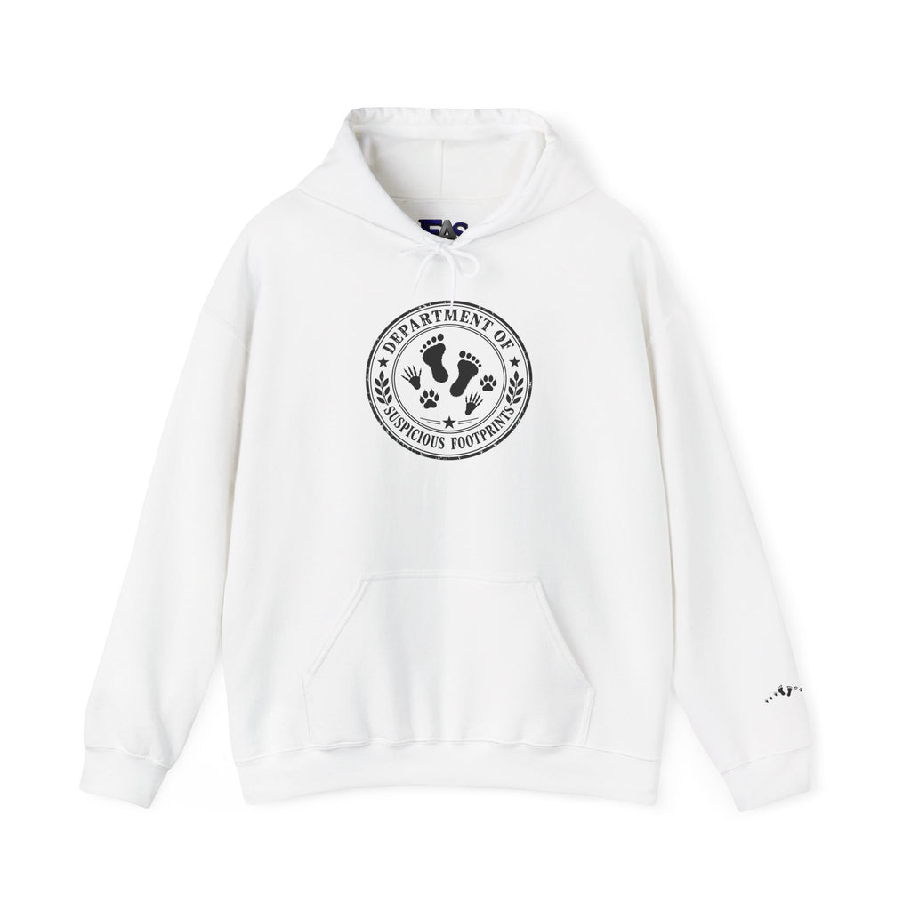 Department of Suspicious Footprints Hoodie | Bigfoot, Raccoon & Cat Cryptid Sweatshirt