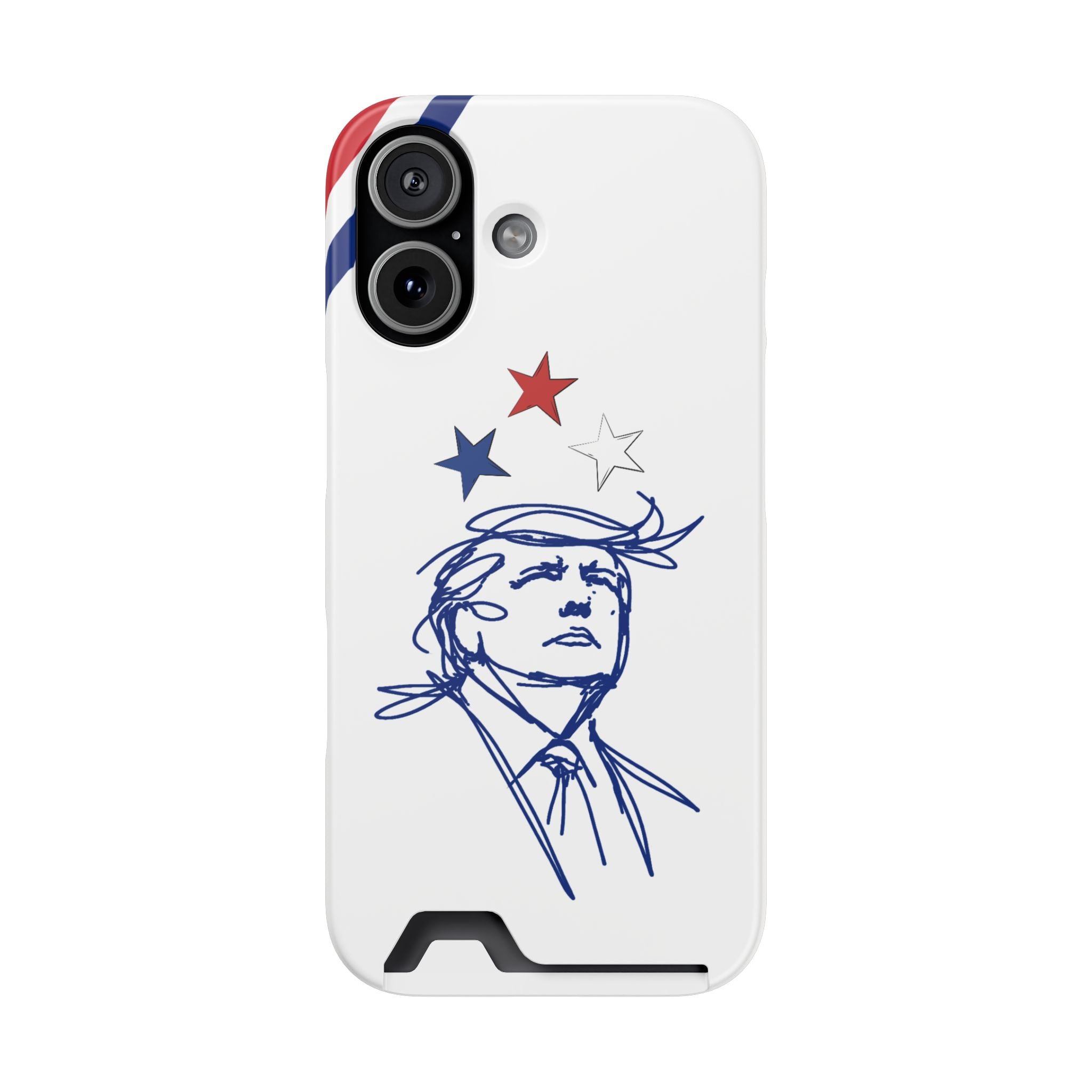 Swoop Guy iPhone Case – Minimal Line Portrait Patriotic Design, Slim Protective Case with Card Slot
