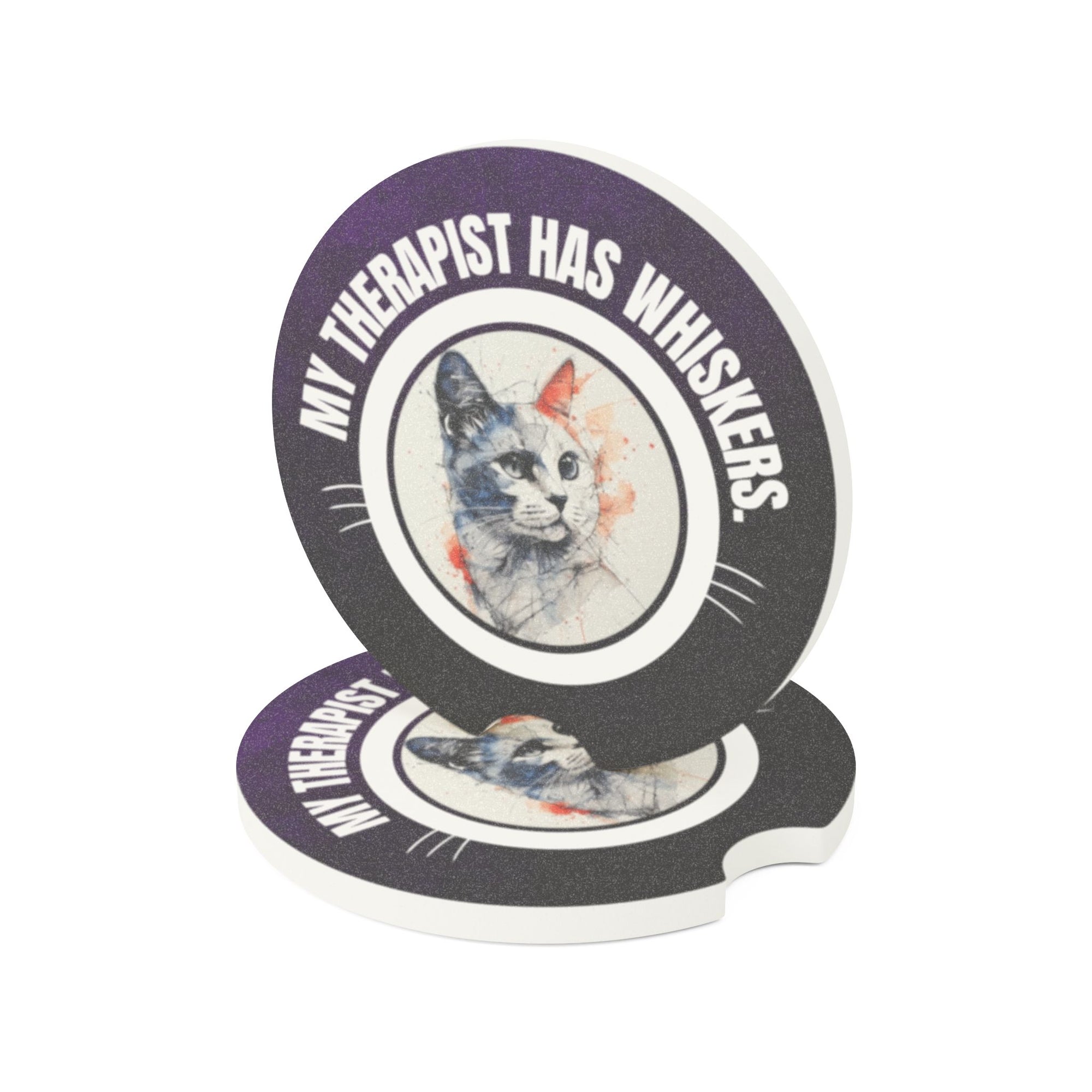 Whimsical Cat Therapy Soapstone Car Coaster