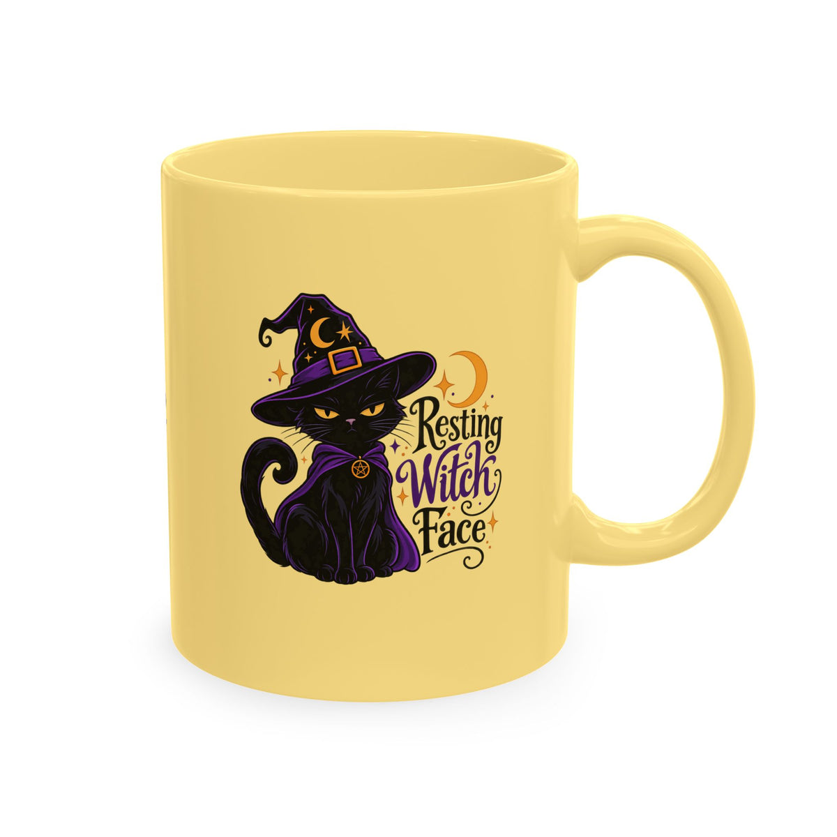 Resting Witch Face Cat Mug | 11 oz Halloween Coffee Mug