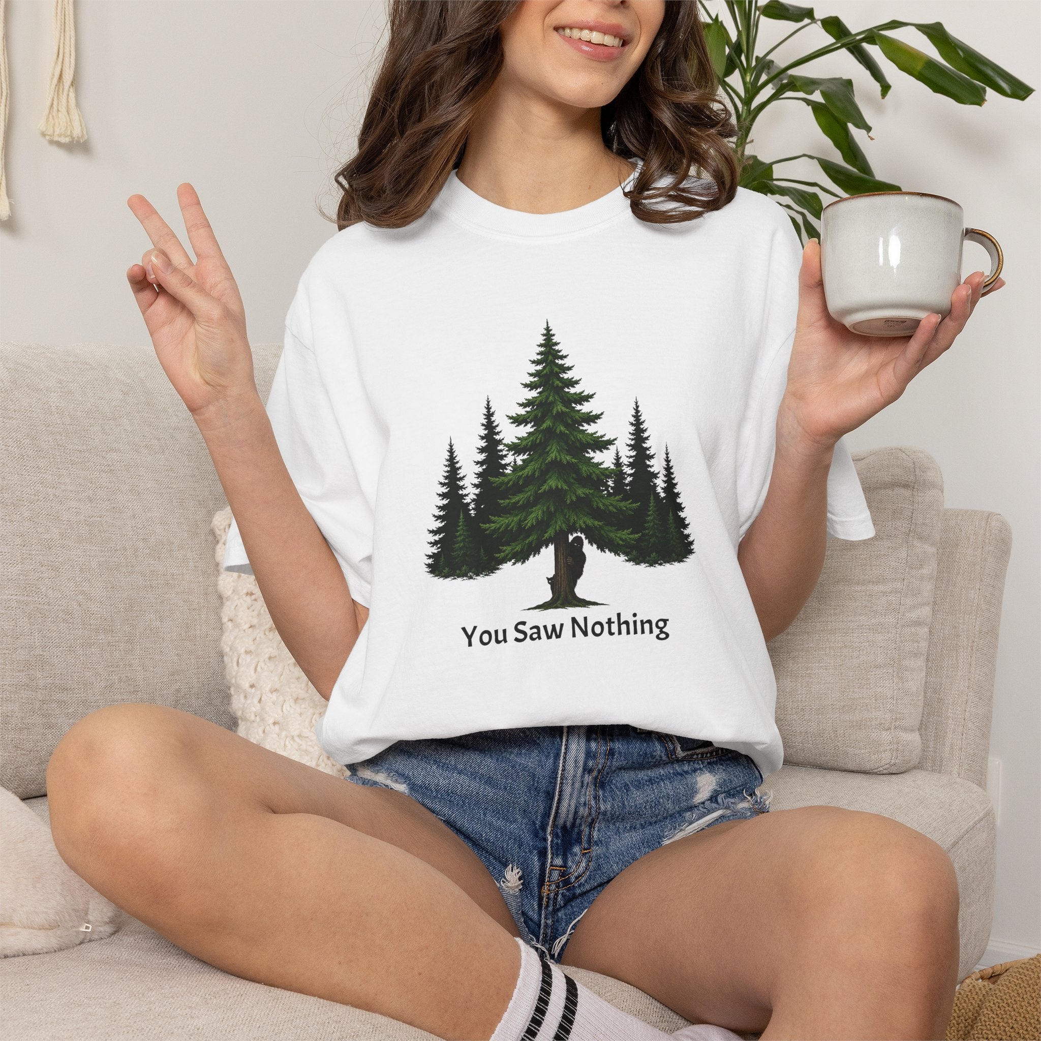 You Saw Nothing Bigfoot & Cat Garment-Dyed T-Shirt