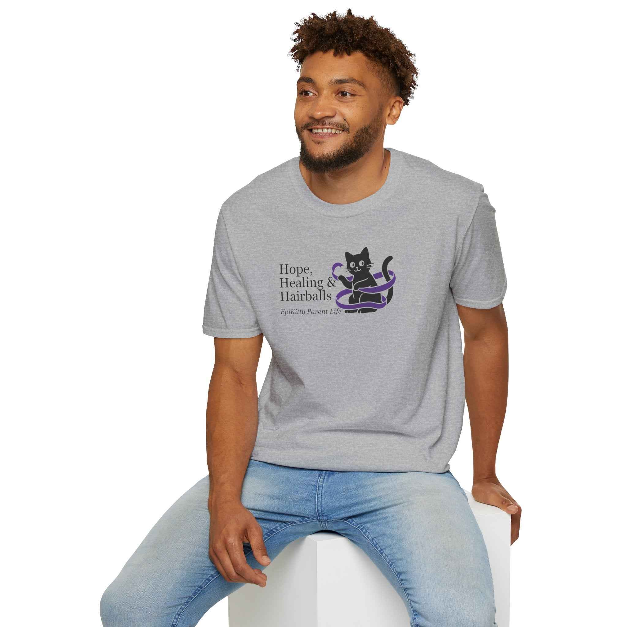 Hope, Healing & Hairballs Cat T-Shirt – Epikitty Parent Awareness Tee