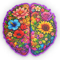 Floral Brain Shaped Pillow – Colorful Epilepsy Awareness Cushion