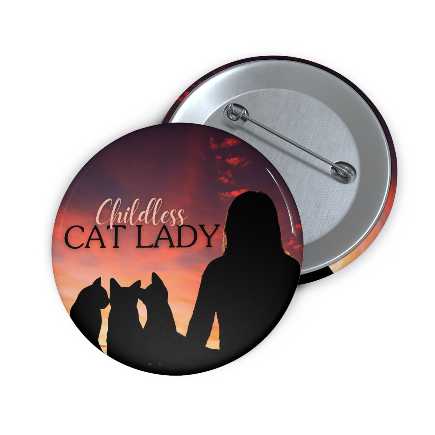 Meditating Childless Cat Lady Pin Buttons