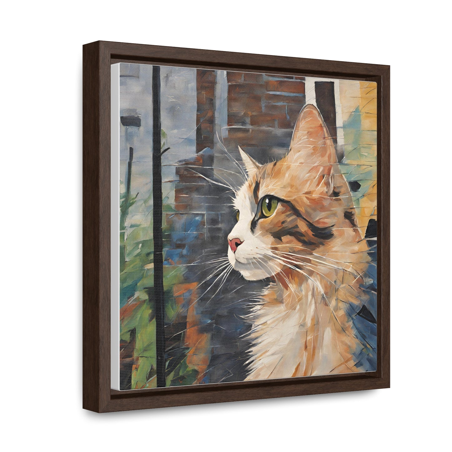 Watercolor Cat Profile Gallery Canvas Wraps, Square Frame - Canvas - Epileptic Al’s Shop