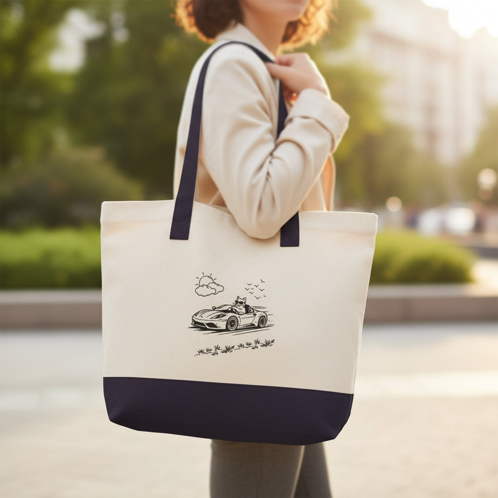 Wander Road Canvas Tote Bag – Heavyweight Zippered Cotton Market Tote