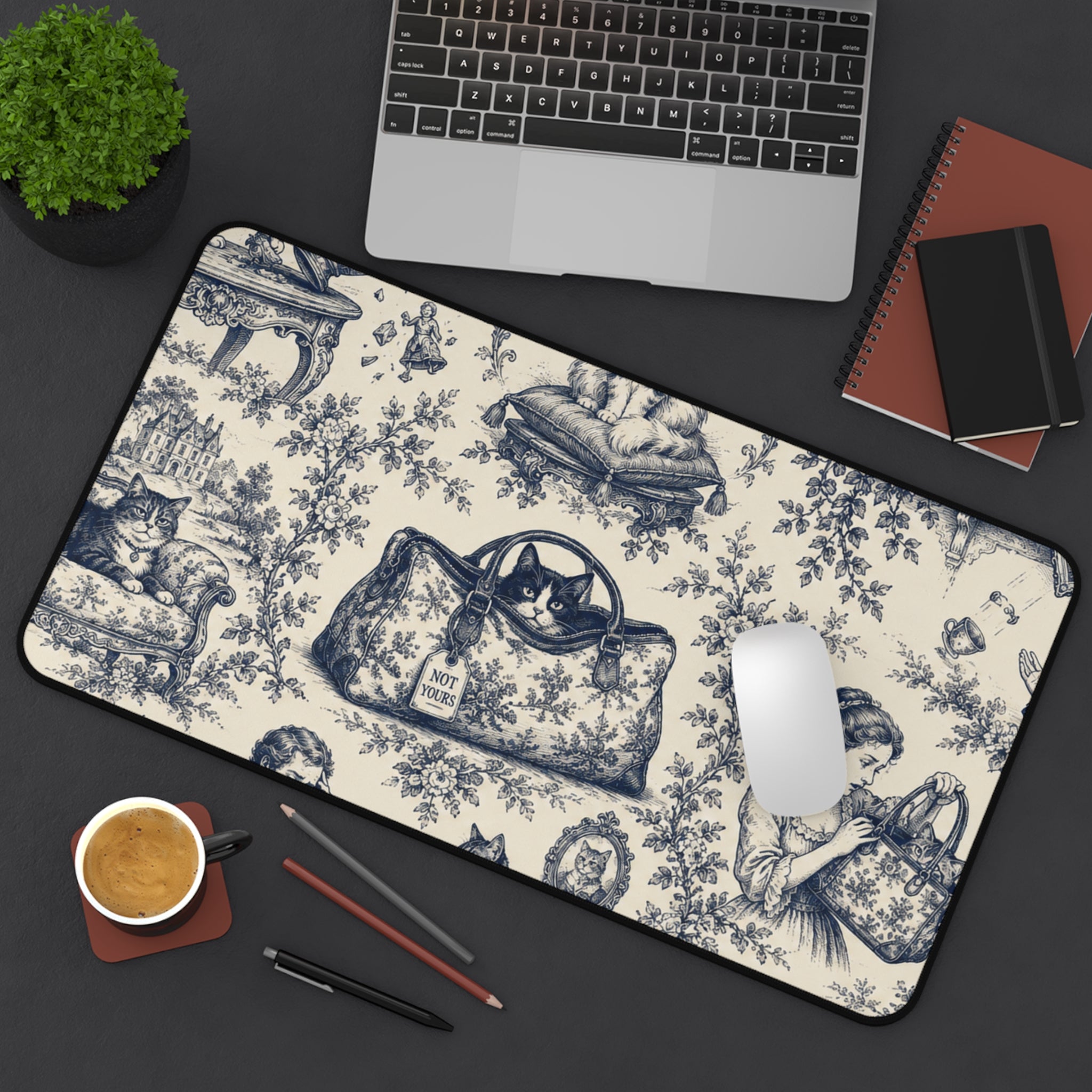 Not Yours Cat Toile Desk Mat