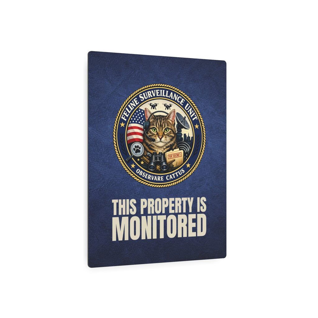 Feline Surveillance Unit Metal Sign | This Property Is Monitored