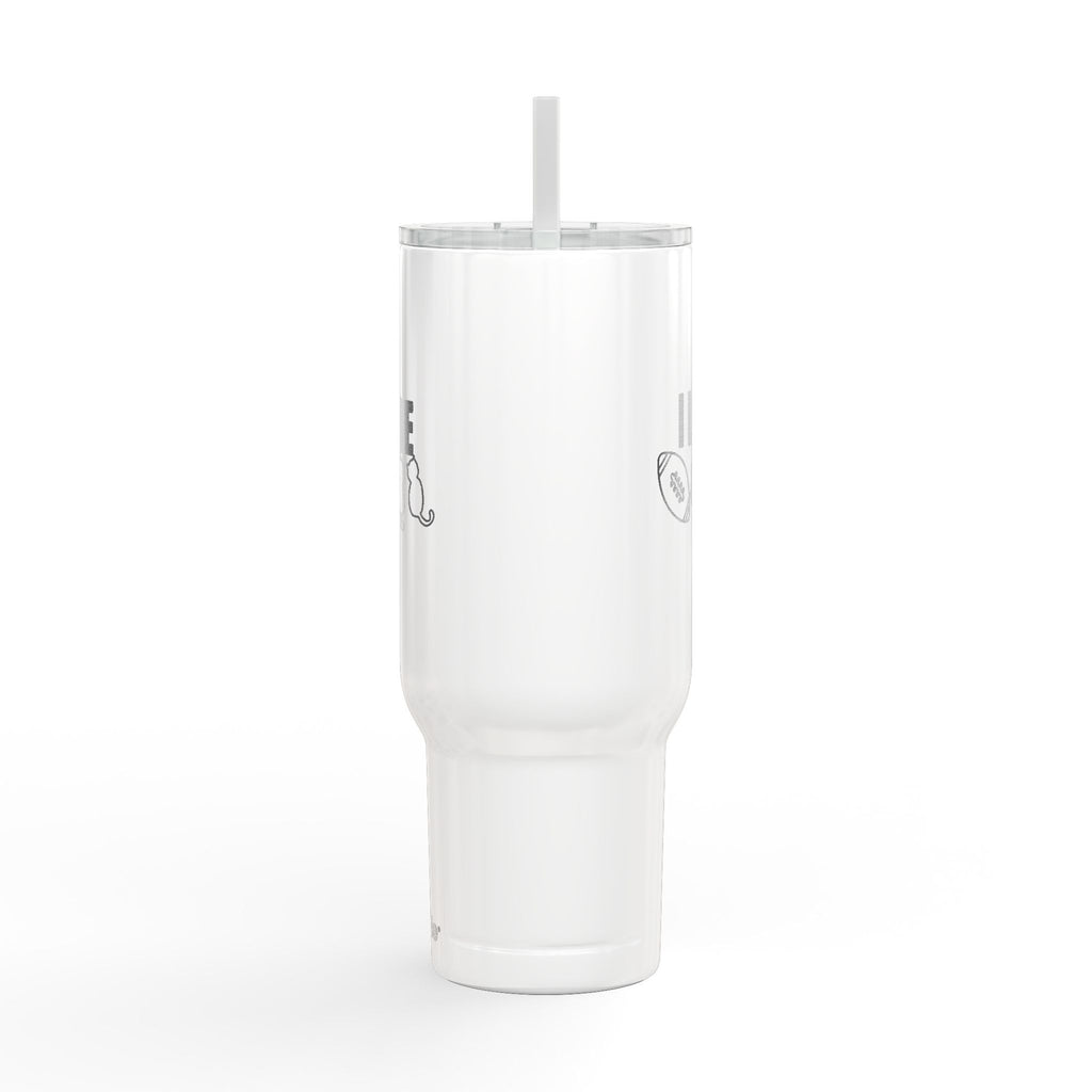 Love Football & Cats Engraved Insulated Travel Tumbler