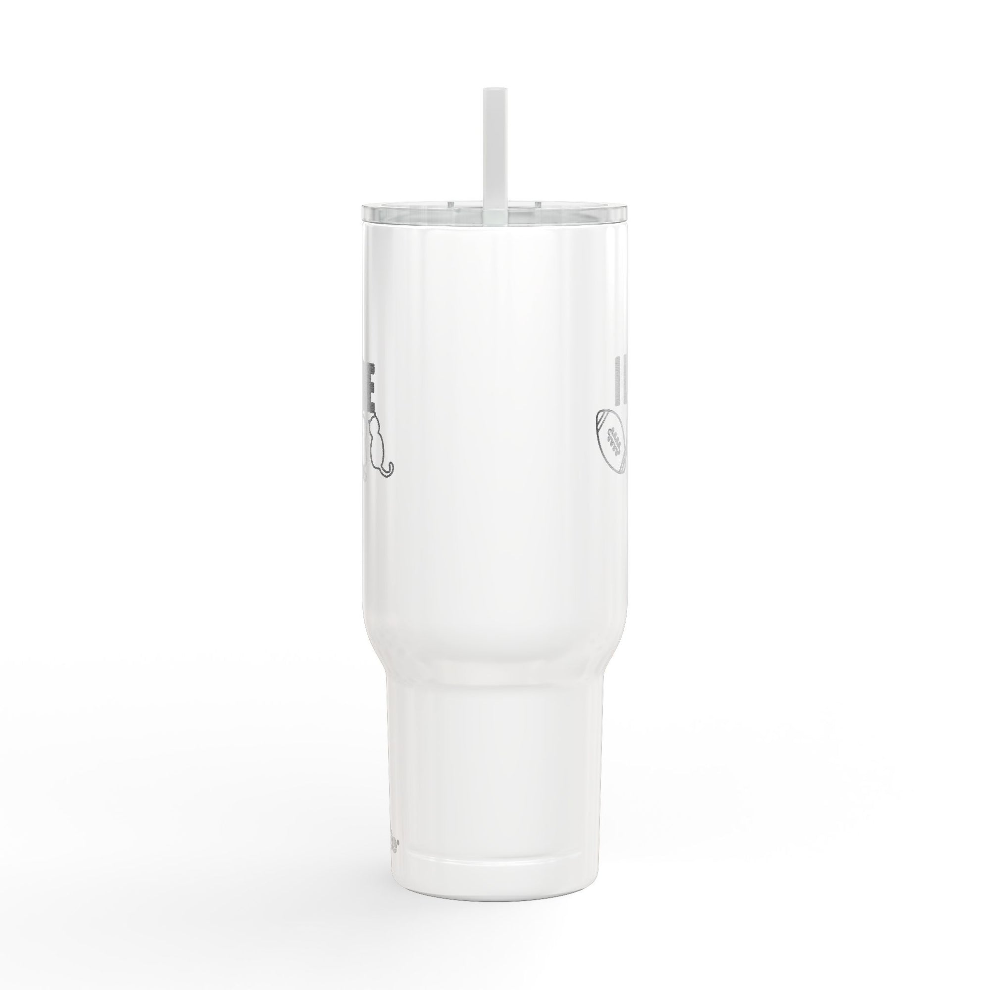 Love Football & Cats Engraved Insulated Travel Tumbler