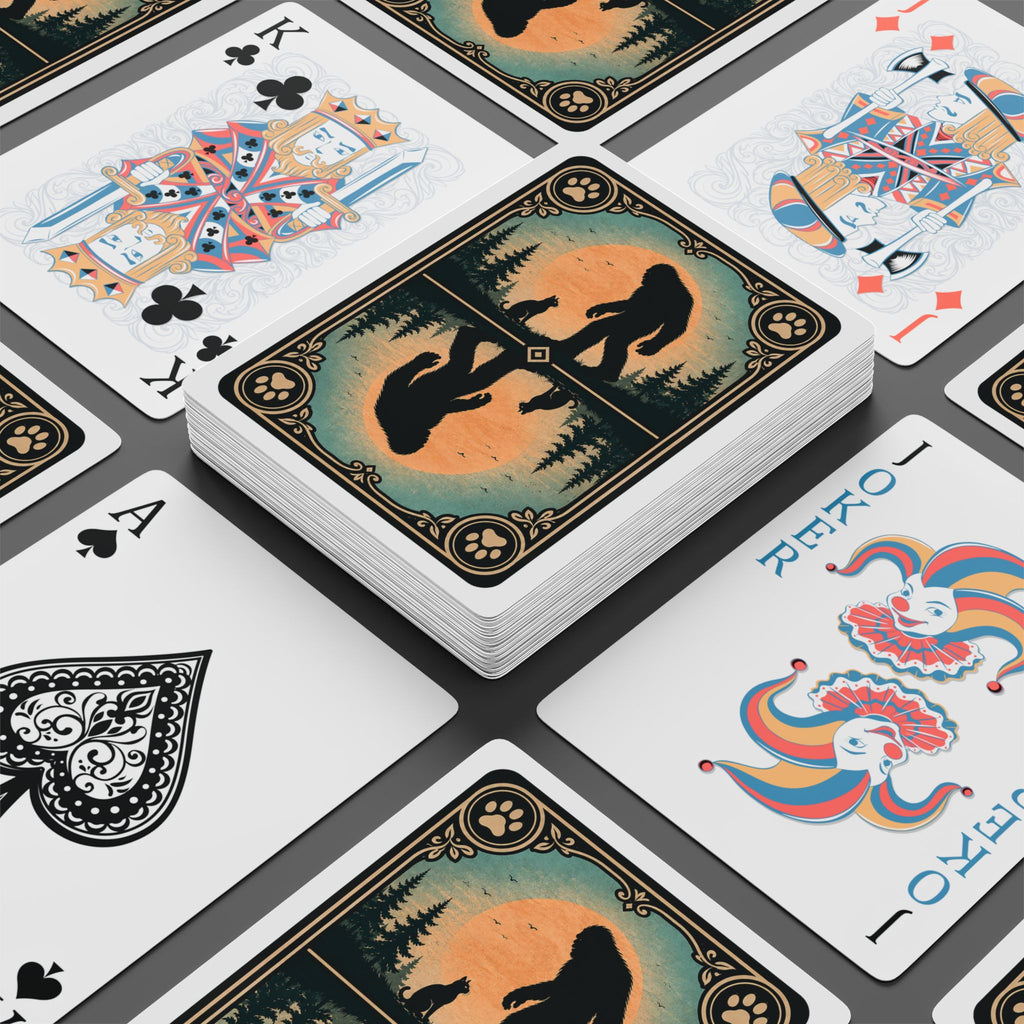 Sasquatch & Cat Playing Cards | Bigfoot Forest Poker Deck