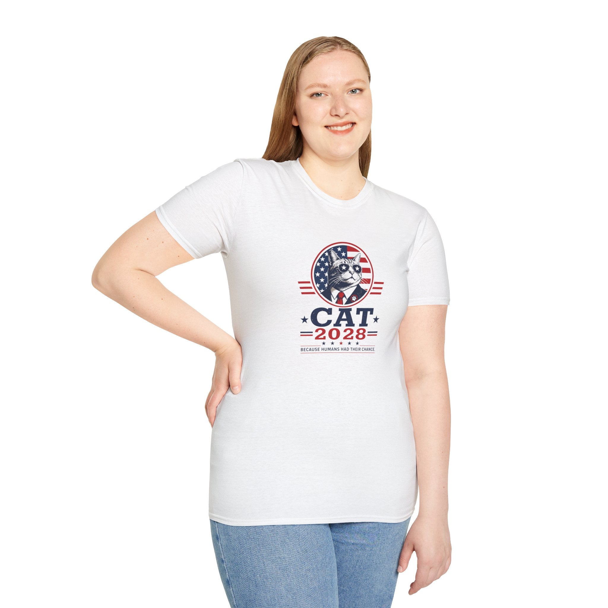 CAT 2028 T-Shirt | Because Humans Had Their Chance Funny Cat Campaign Tee