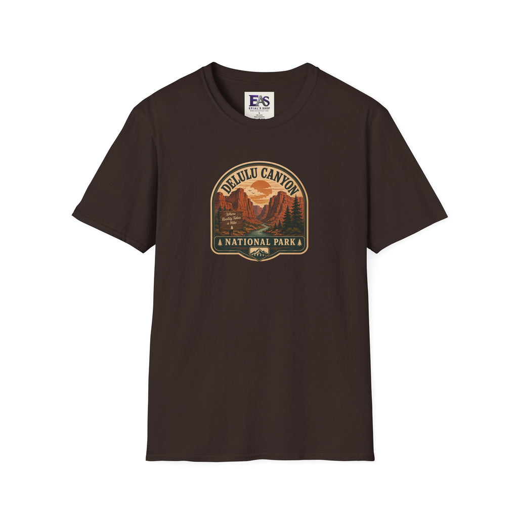 Delulu Canyon National Park Unisex T-Shirt | Funny Retro National Park Parody Tee