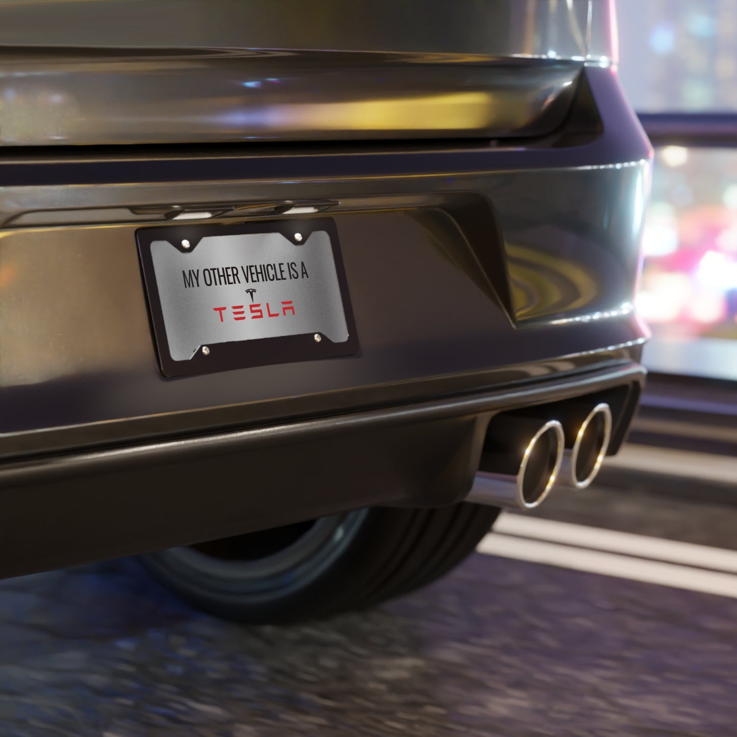 Vanity Plate - "My Other Vehicle is a Tesla" - Unique Car Decoration