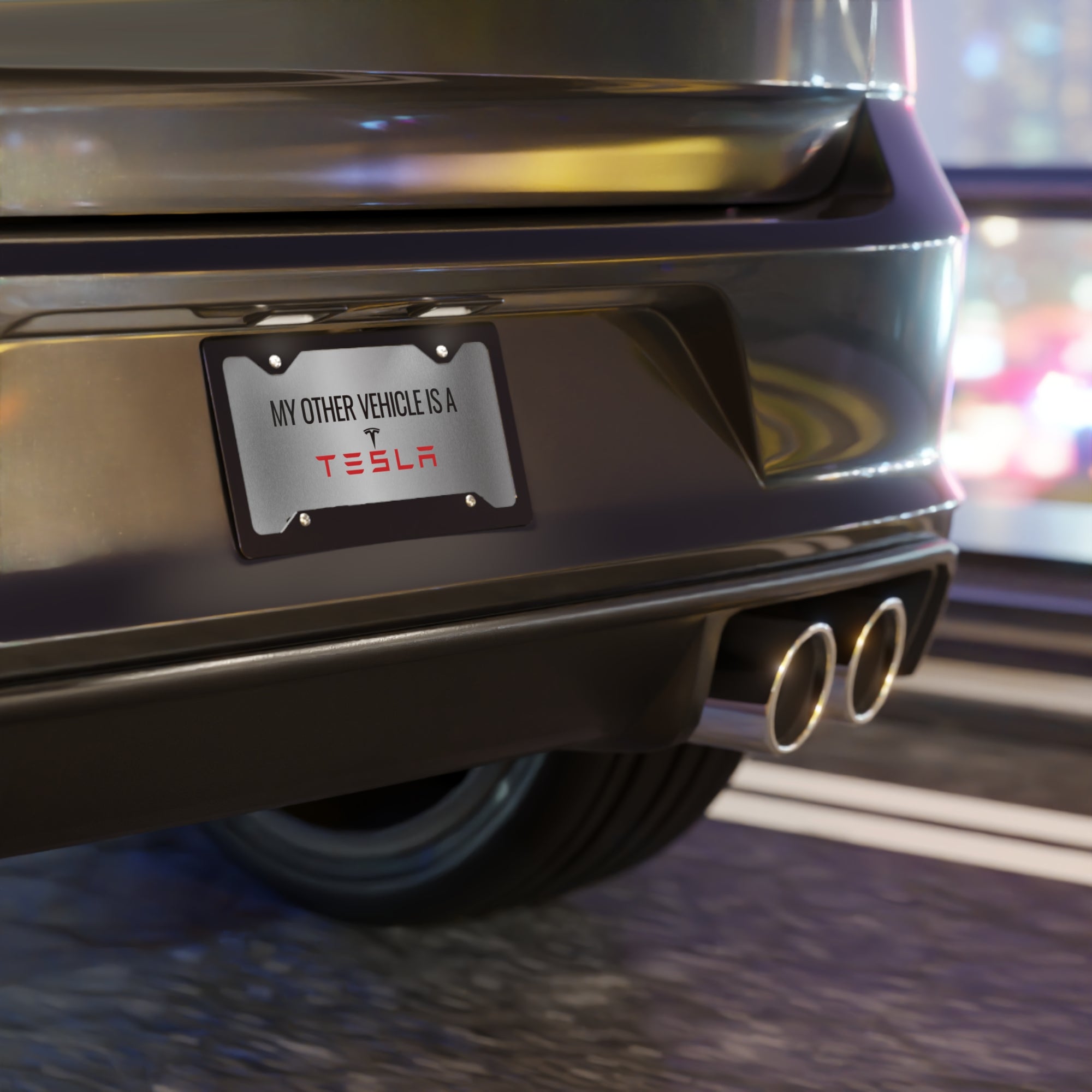 Vanity Plate - "My Other Vehicle is a Tesla" - Unique Car Decoration
