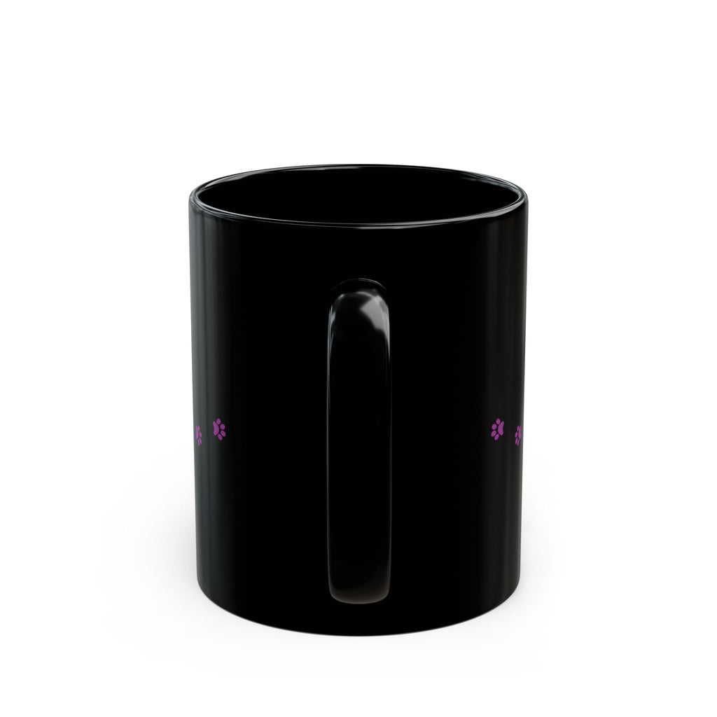 Colorful Stretching Cat Black Ceramic Mug | Whimsical Cat Lover Gift (11oz/15oz)