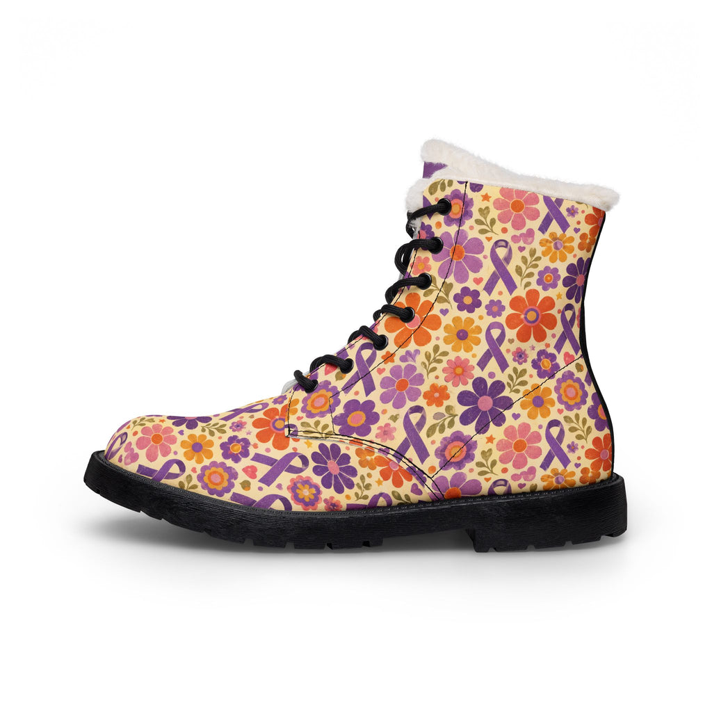 Epilepsy Awareness Floral Fleece-Lined Boots