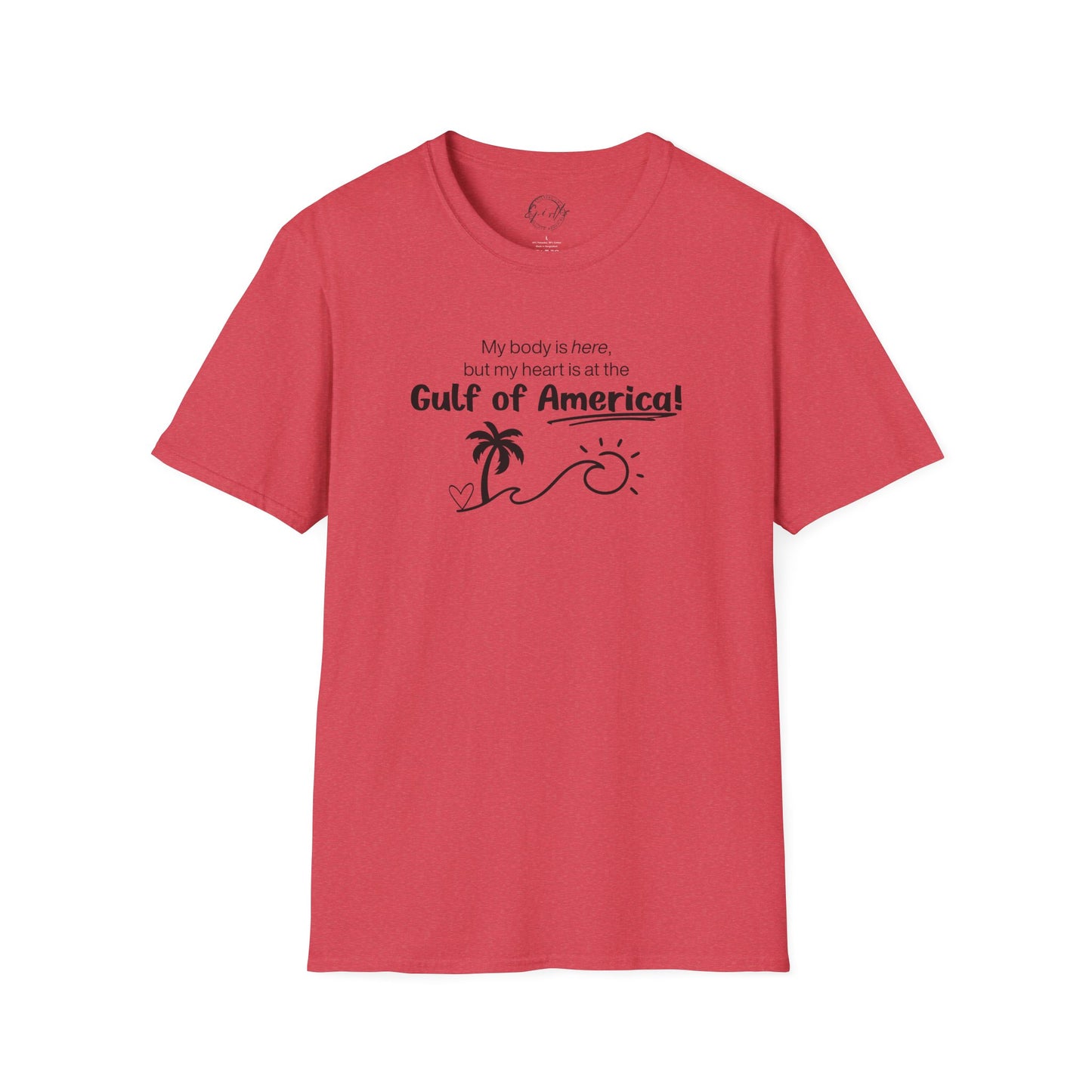 Heart at the Gulf of America Graphic T-Shirt - Perfect for Beach Lovers
