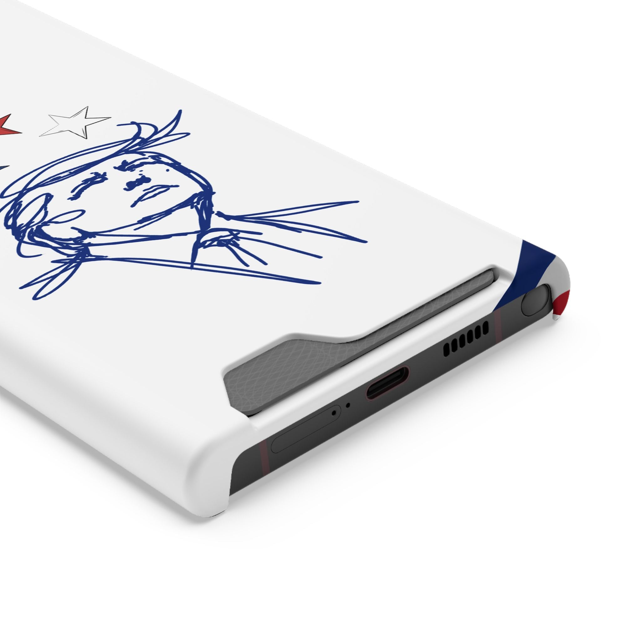 Swoop Guy iPhone Case – Minimal Line Portrait Patriotic Design, Slim Protective Case with Card Slot