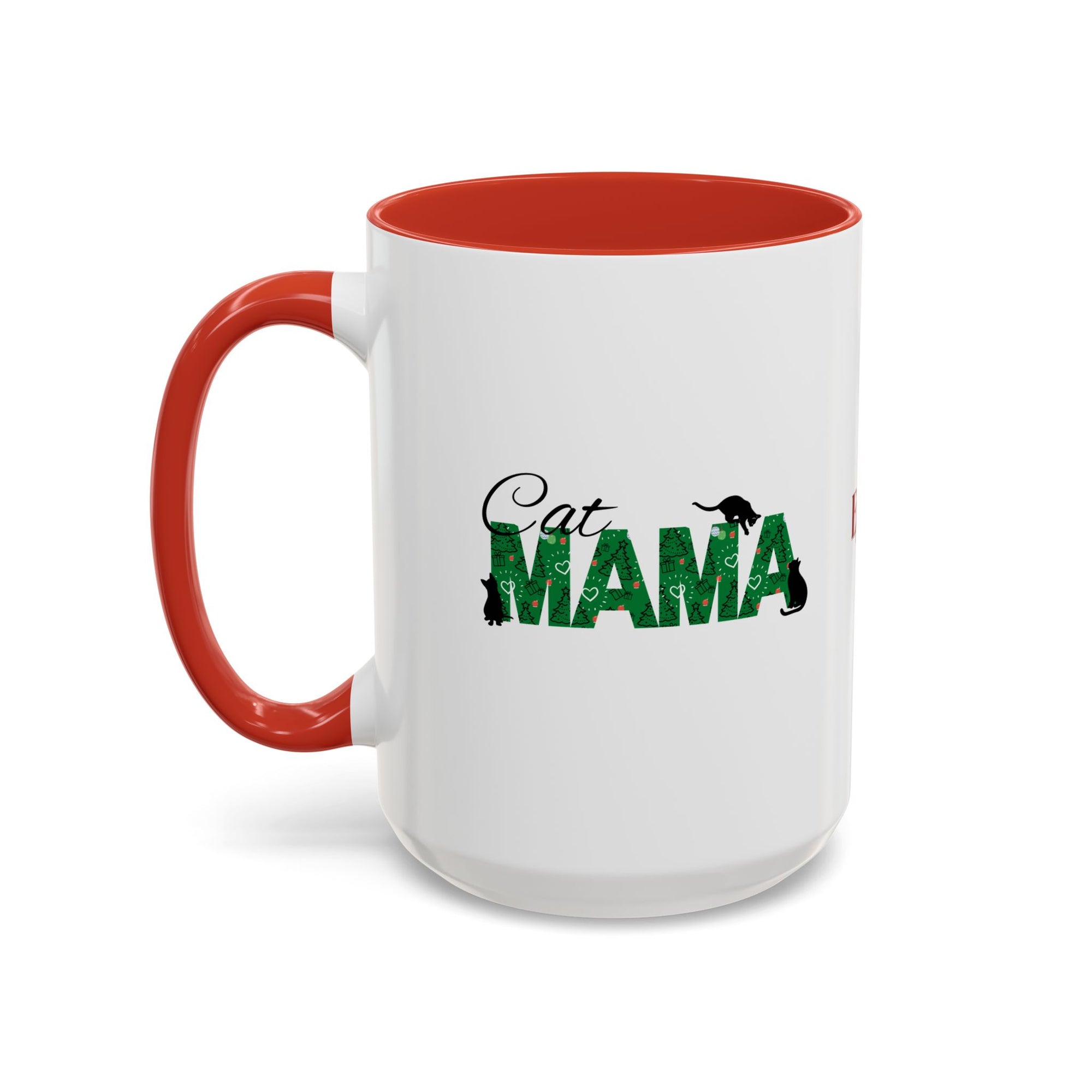 Christmas Cat Mama Accent Coffee Mug (11, 15oz)