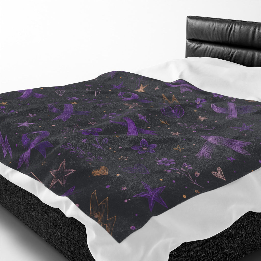 Purple Epilepsy Awareness Ribbon Velveteen Plush Blanket
