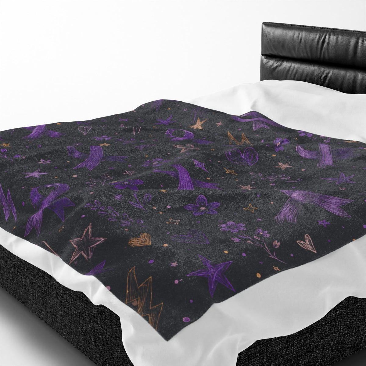 Purple Epilepsy Awareness Ribbon Velveteen Plush Blanket