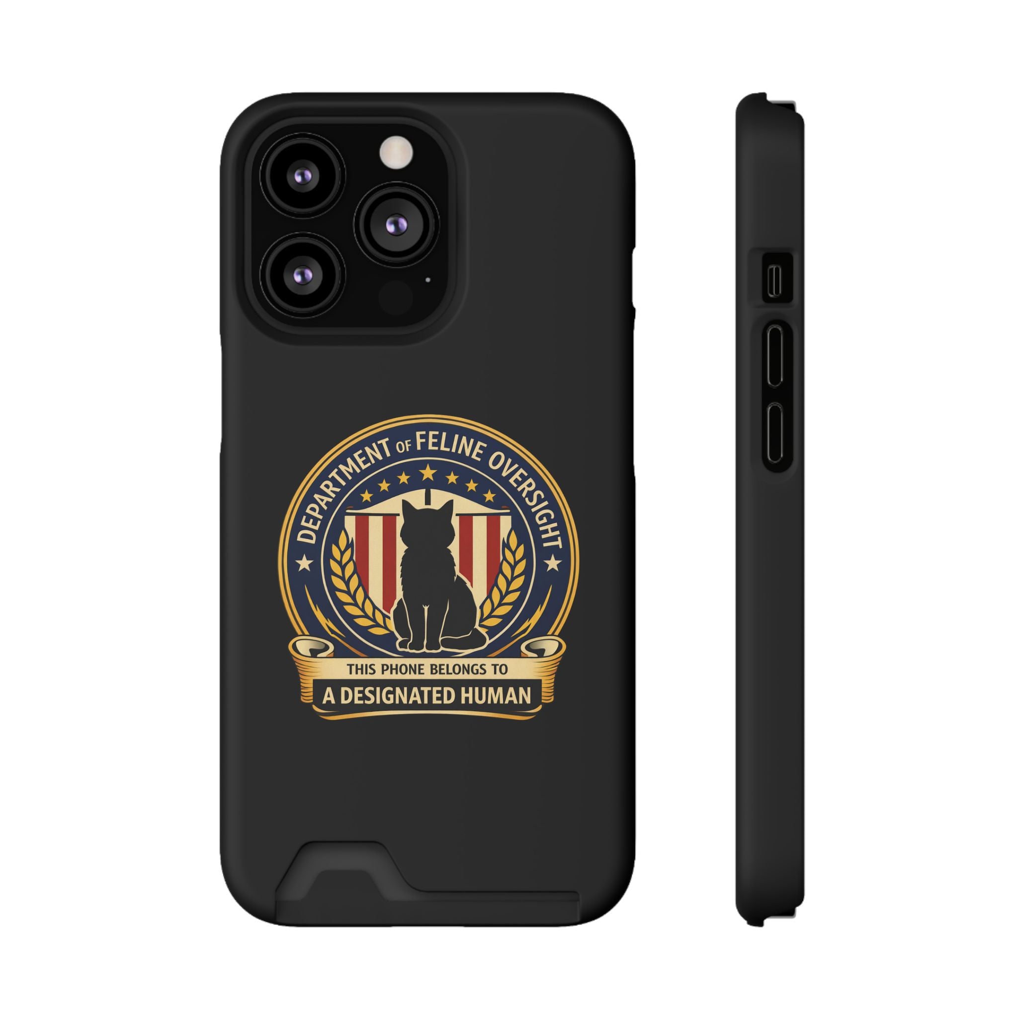Department of Feline Oversight Samsung Galaxy Case – “Designated Human” Cat Seal, Slim Protective Case with Card Slot