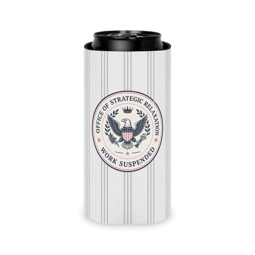 Office of Strategic Relaxation Can Cooler | Work Suspended Funny Koozie