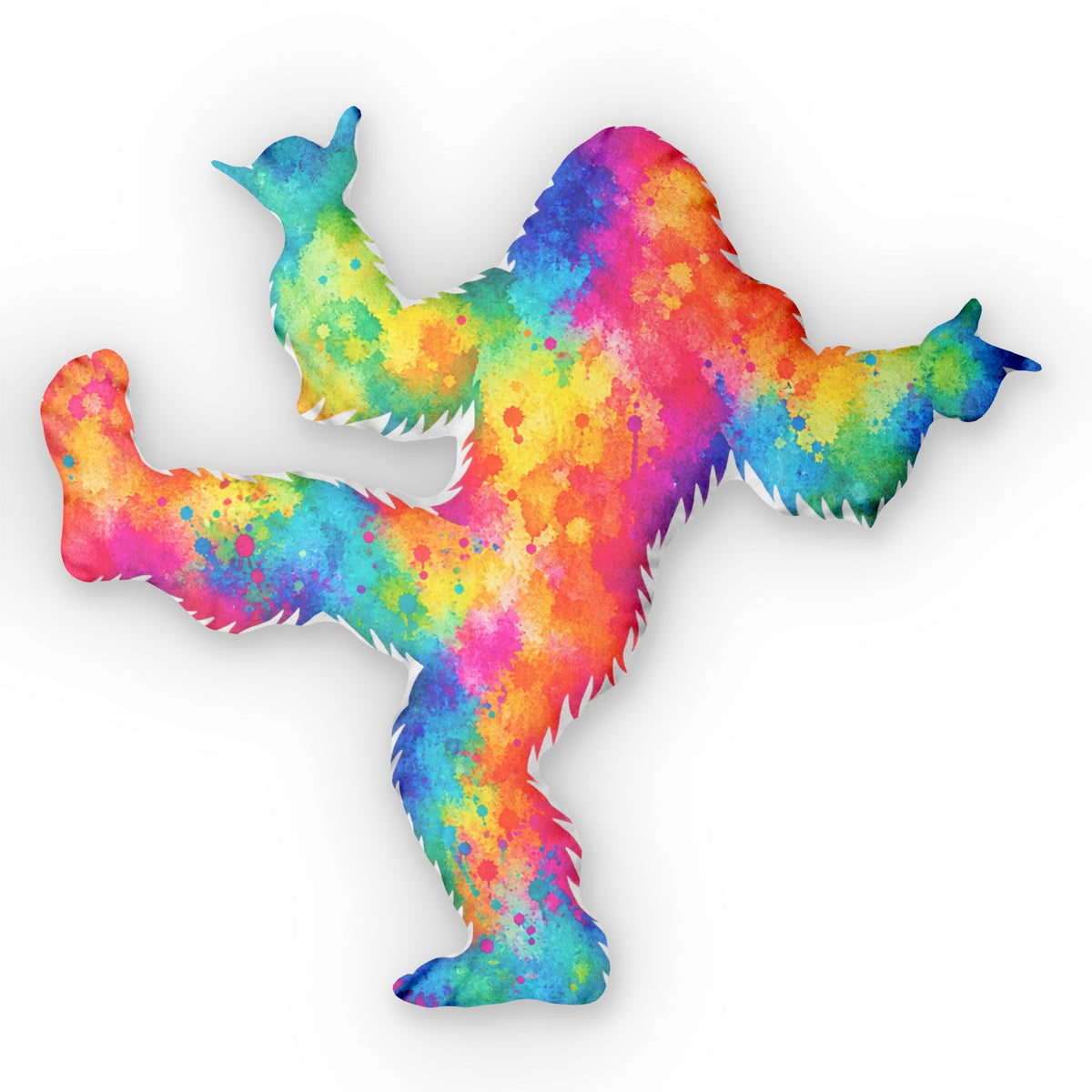 Bigfoot's Got Moves Rainbow Shaped Pillow | Dancing Sasquatch Double-Sided Cushion