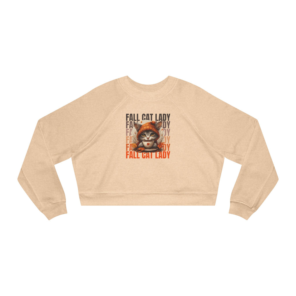 Fall Cat Lady Cropped Pullover | Cozy Women's Sweatshirt
