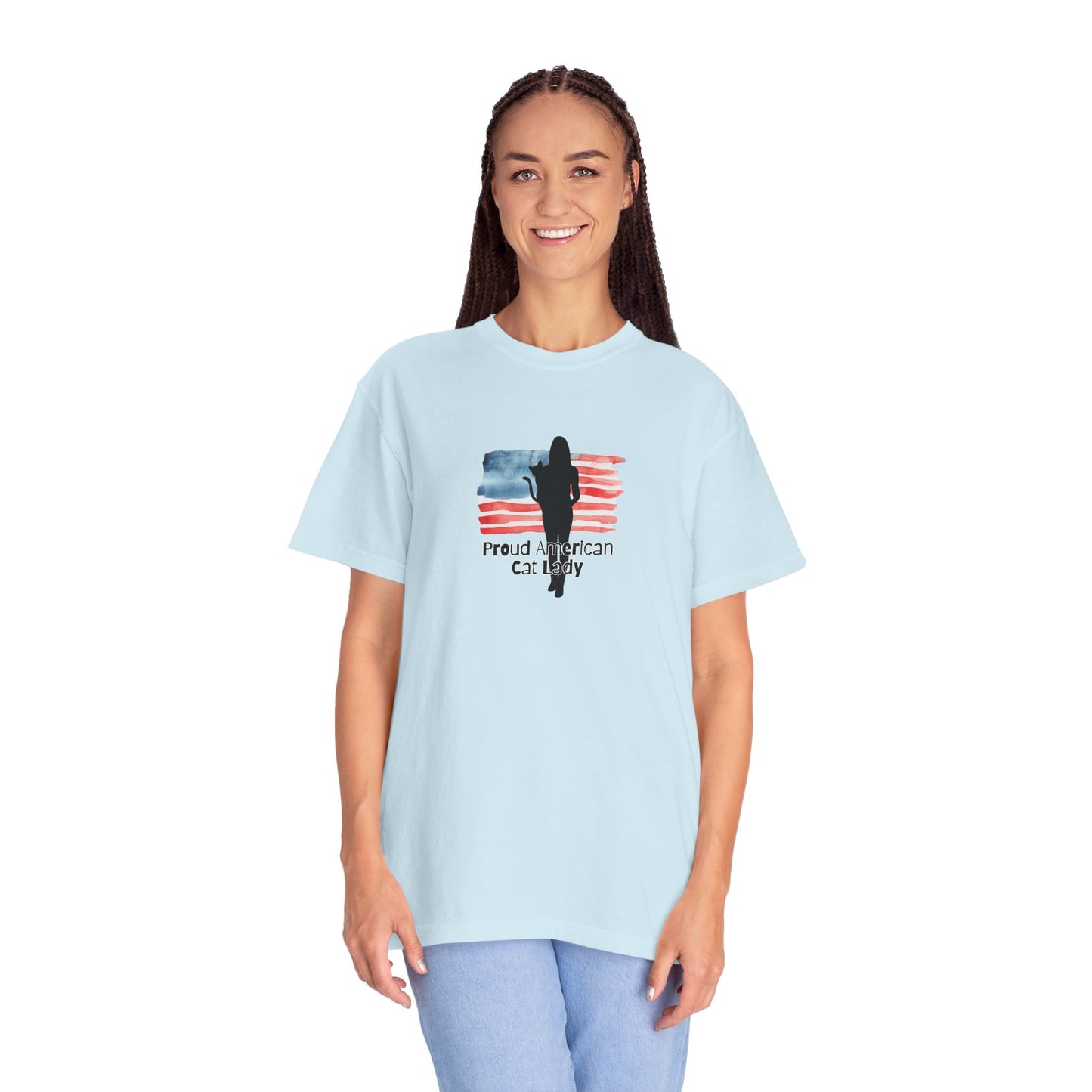 Proud American Cat Lady T-Shirt - Casual Unisex Tee for Cat Lovers