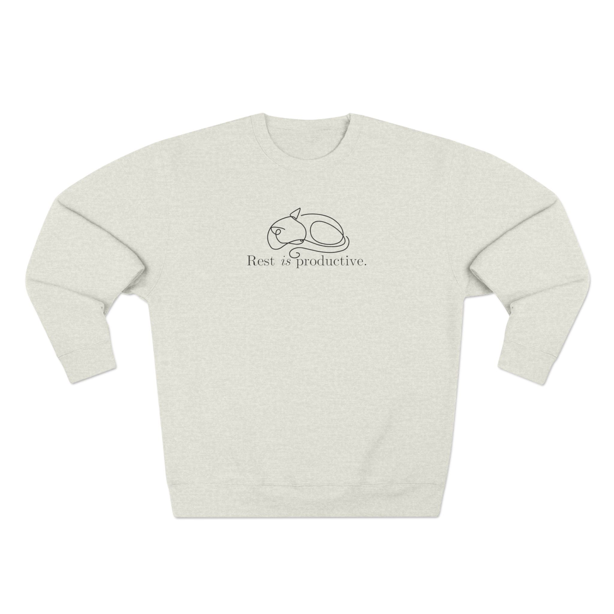 “Rest Is Productive” Minimalist Cat Sweatshirt – Comfort Fleece Pullover