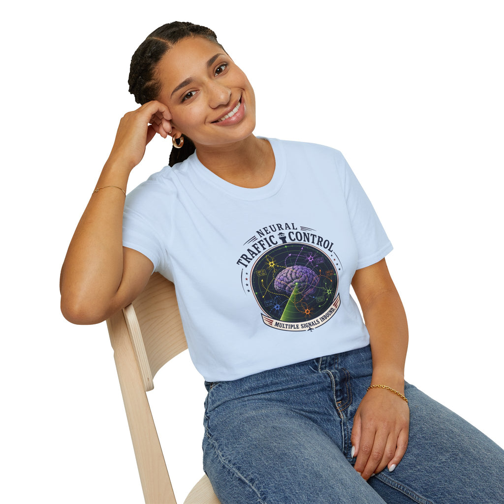 Neural Traffic Control T-Shirt | Brain Radar Graphic Tee