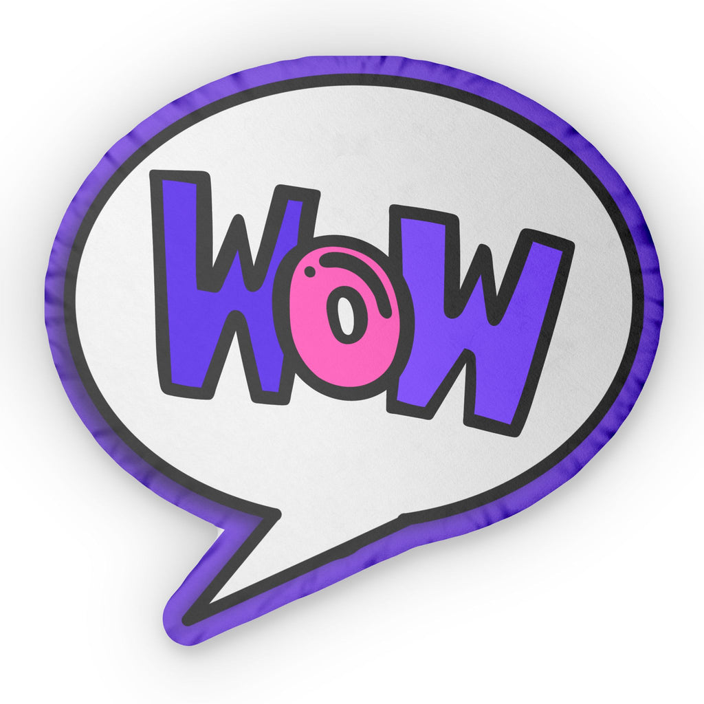 WOW Speech Bubble Shaped Pillow – Cat Love • Epilepsy Awareness • Political Satire