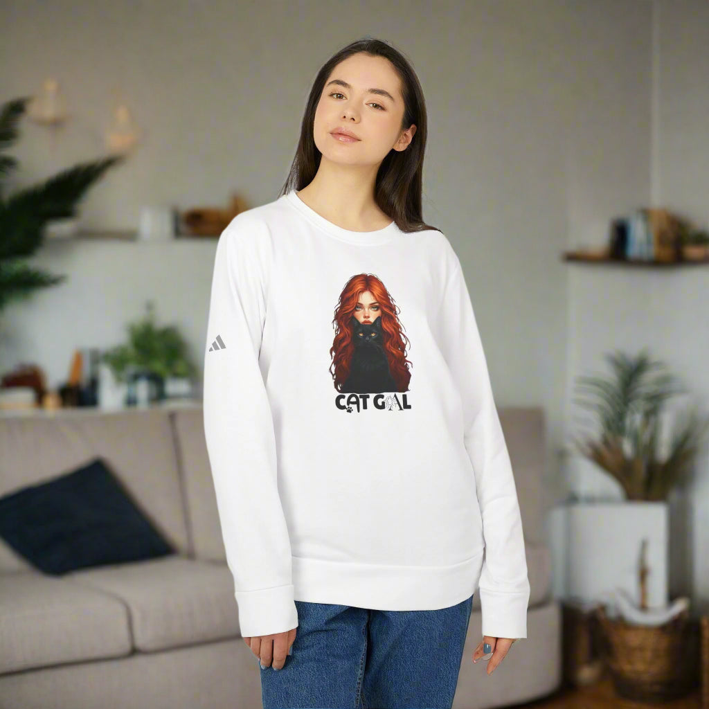 Cozy Graphic Cat Gal Crewneck Sweatshirt