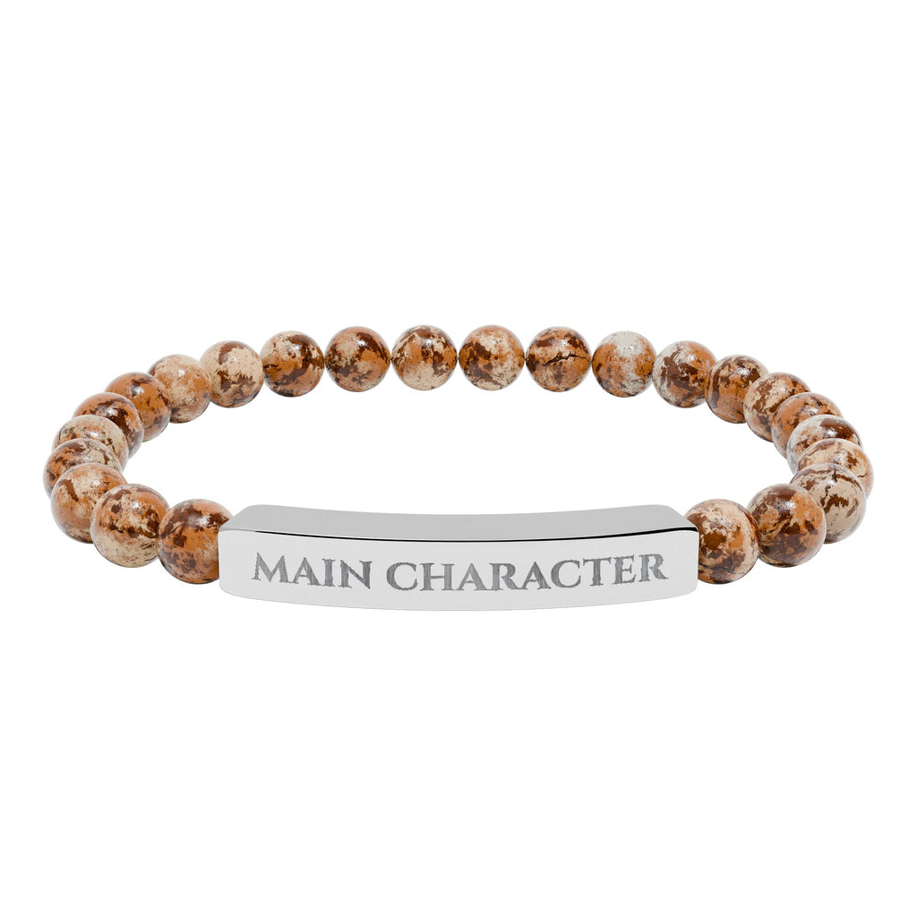 Main Character Natural Stone Engraved Bar Bracelet