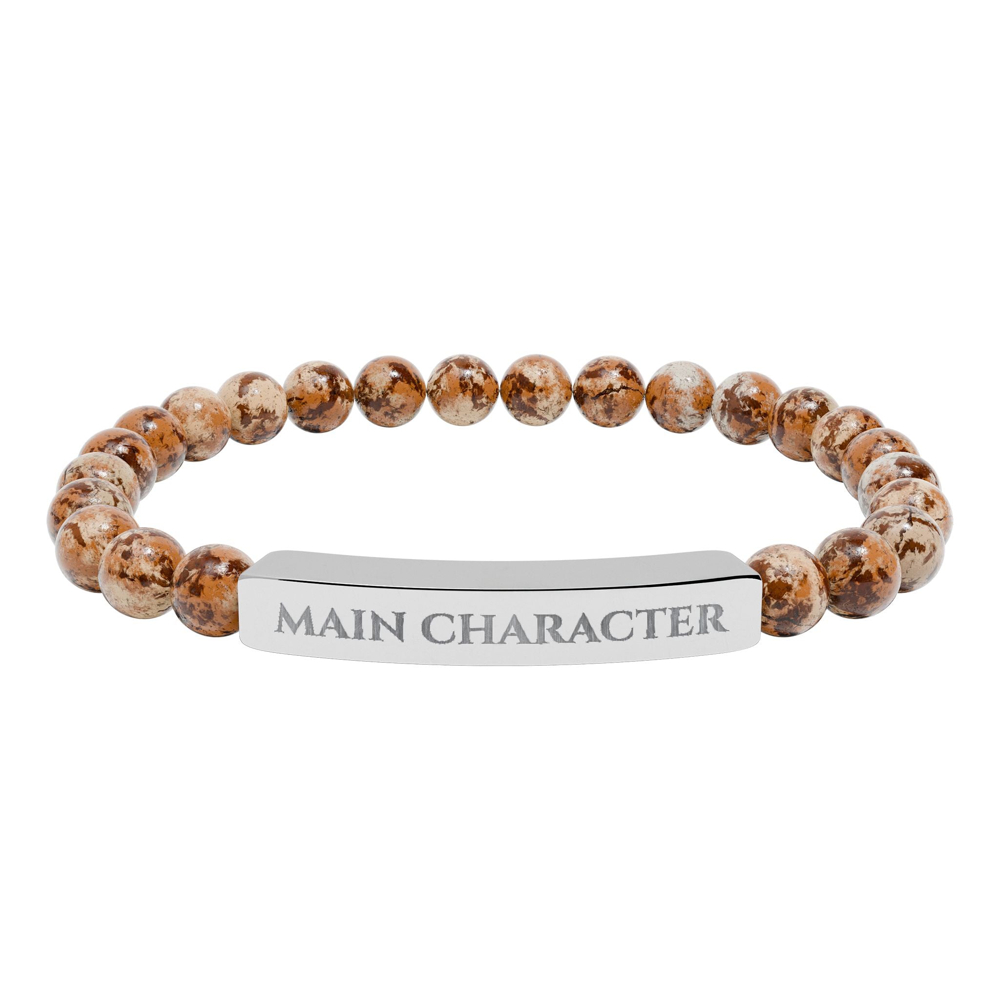 Main Character Natural Stone Engraved Bar Bracelet