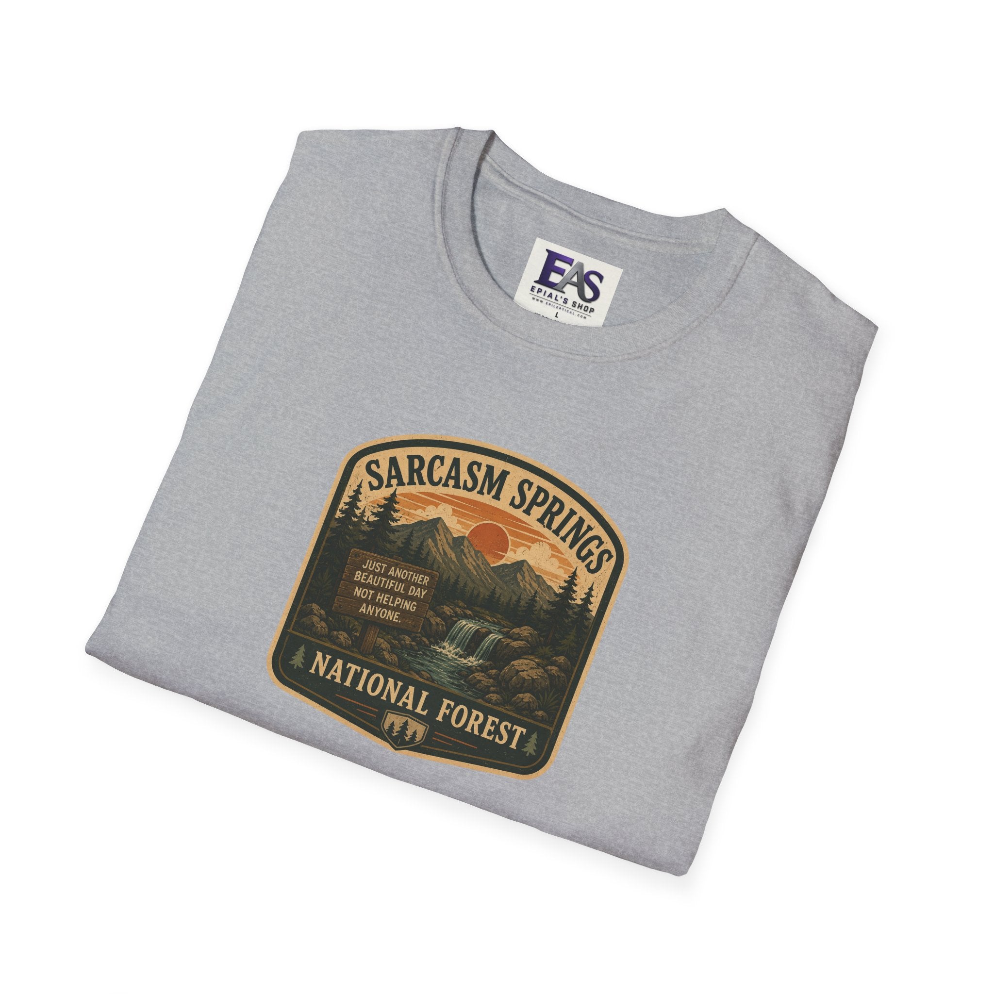 Sarcasm Springs National Forest Unisex T-Shirt | Funny Retro Outdoors Graphic Tee