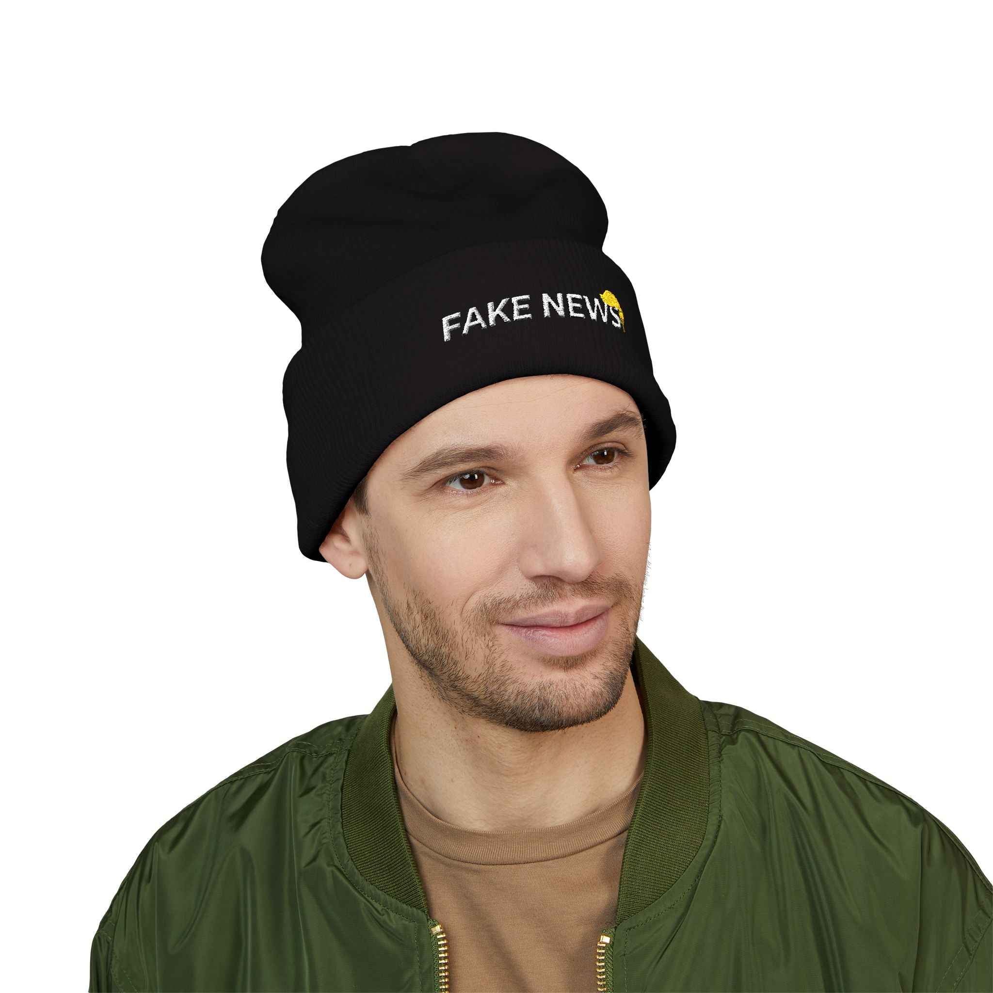 Fake News Embroidered Knit Beanie