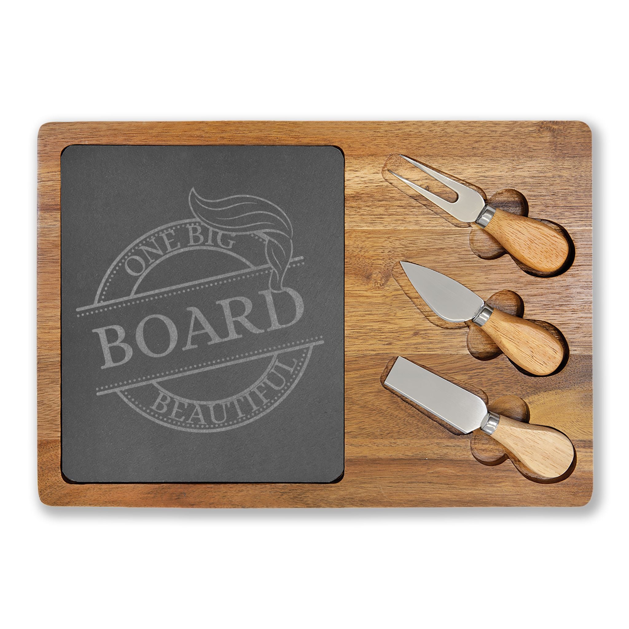 One Big Beautiful Board – Parody Slate & Acacia Charcuterie Set
