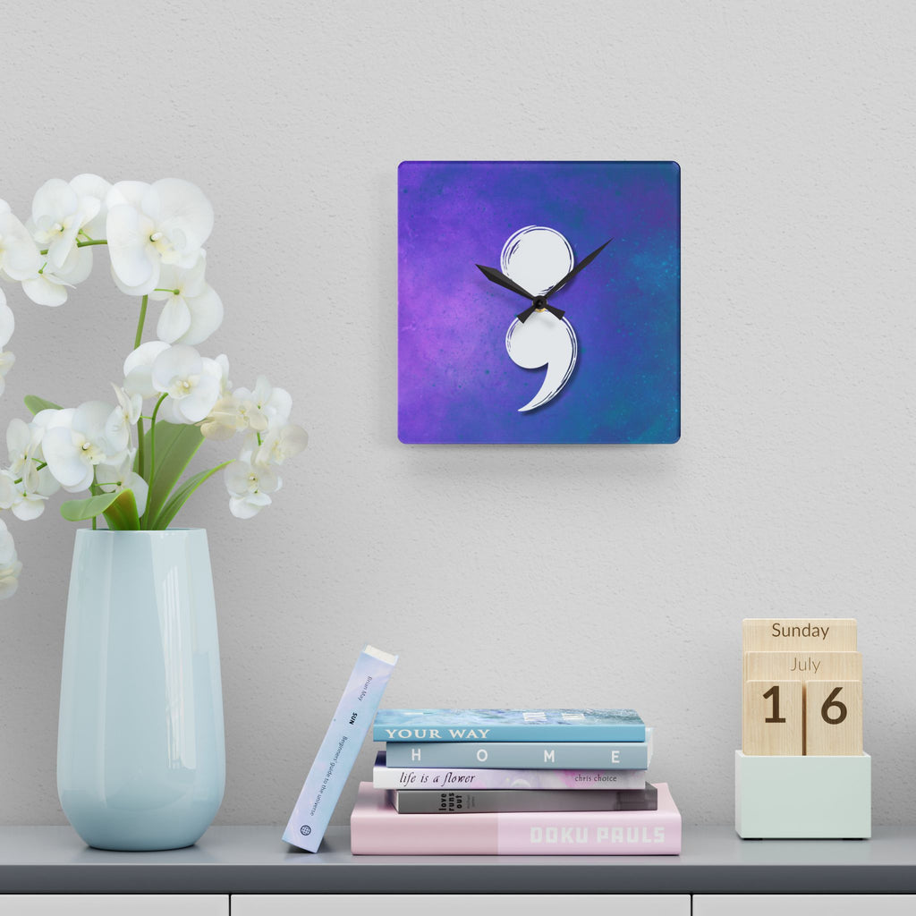 Semicolon Suicide Awareness Wall Clock | Resilience & Hope