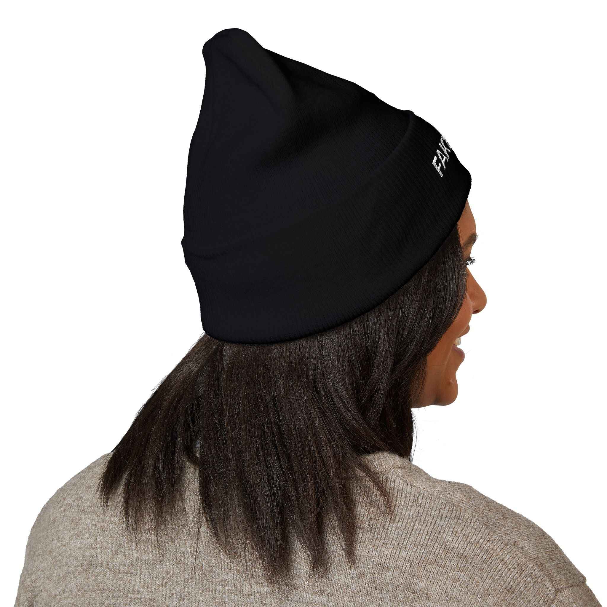 Fake News Embroidered Knit Beanie