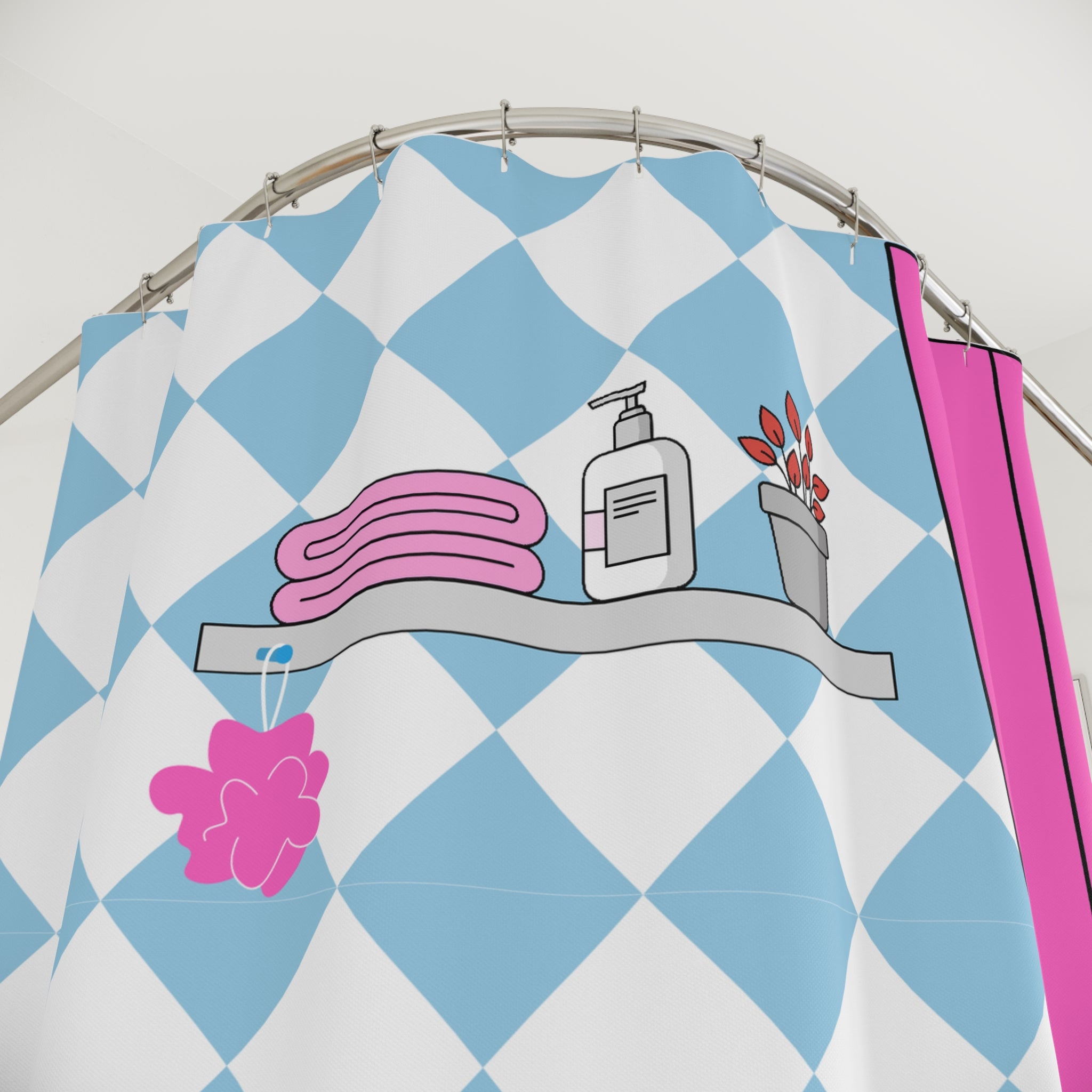 Curiosity in the Clawfoot Cat Shower Curtain