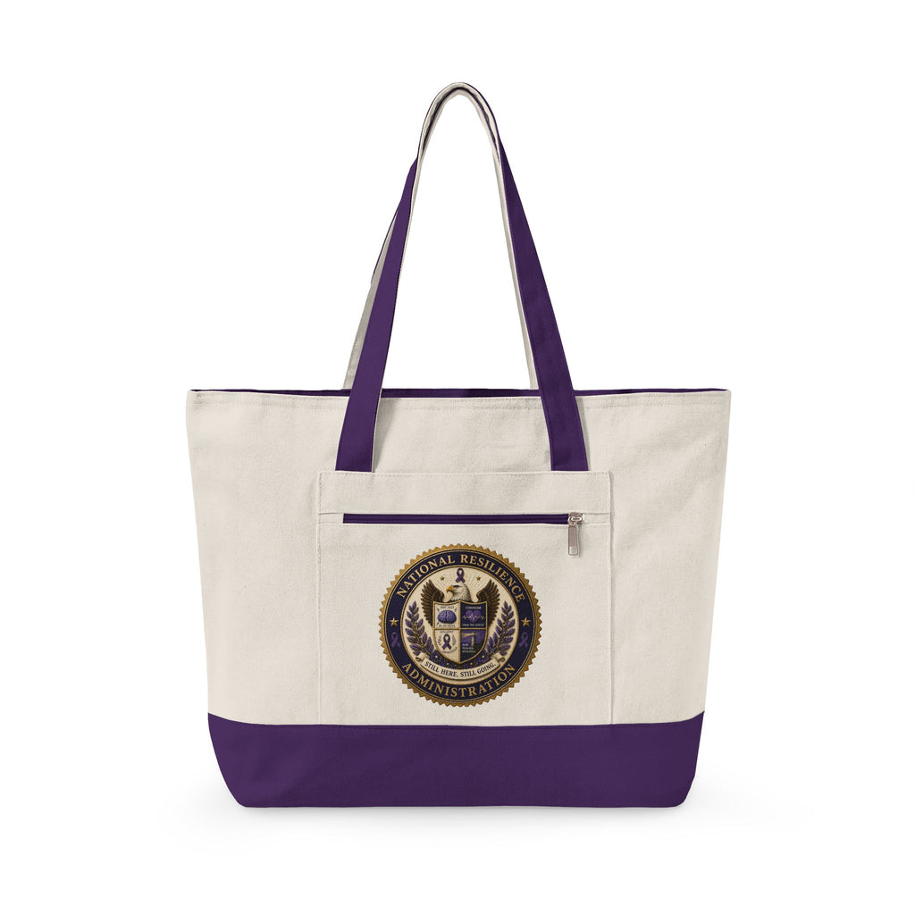National Resilience Administration Canvas Tote Bag | Epilepsy Awareness Zippered Carryall