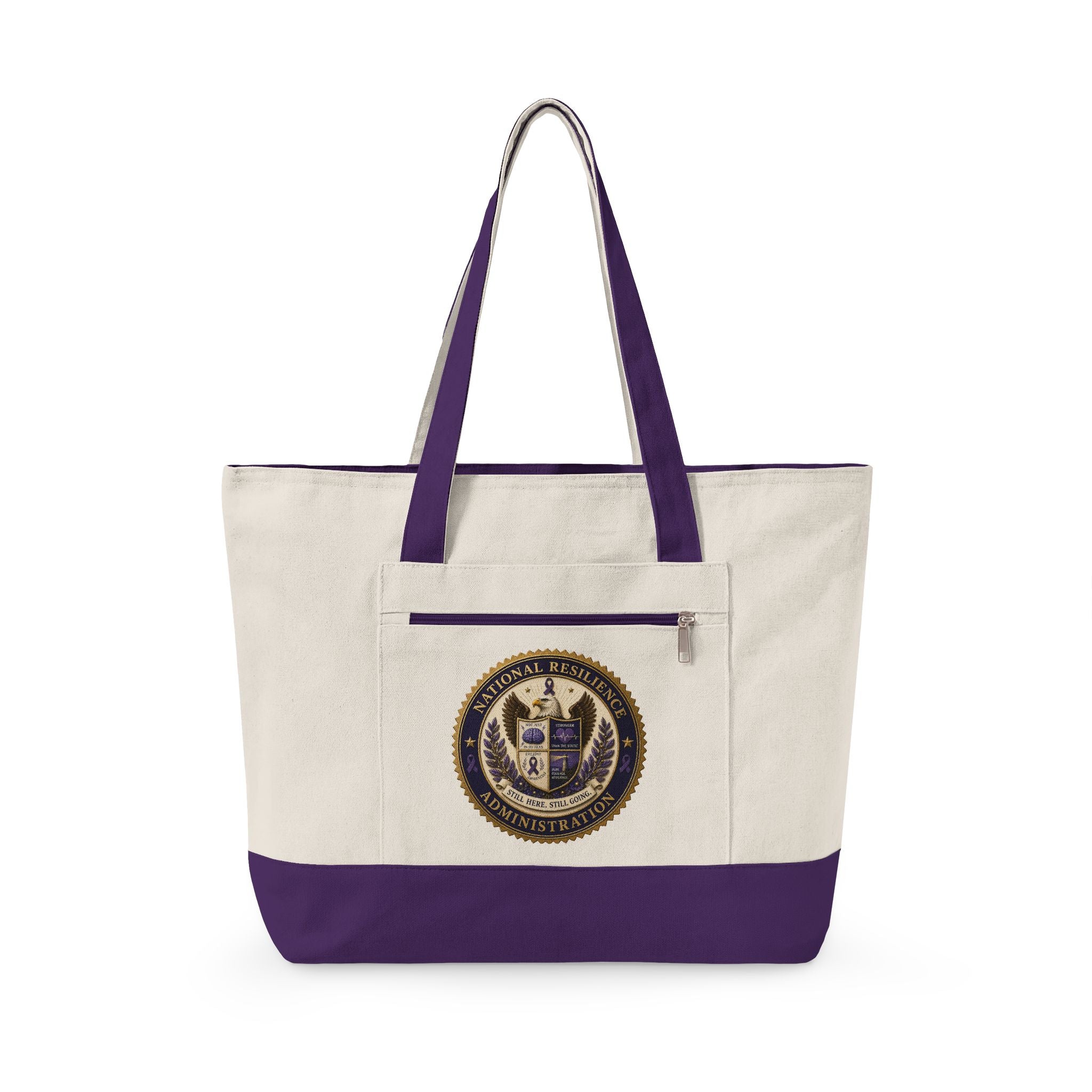 National Resilience Administration Canvas Tote Bag | Epilepsy Awareness Zippered Carryall