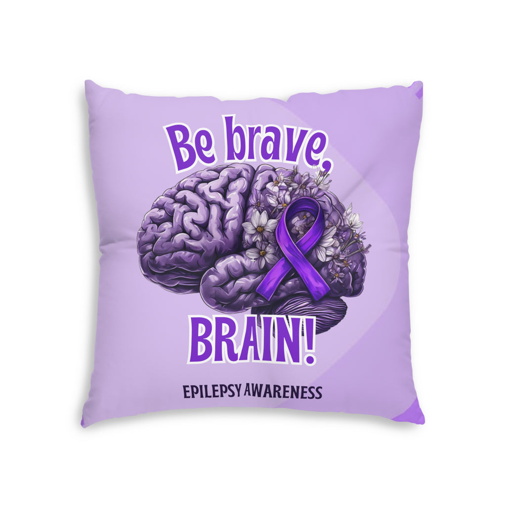 Be Brave Epilepsy Awareness Tufted Floor Pillow, Square