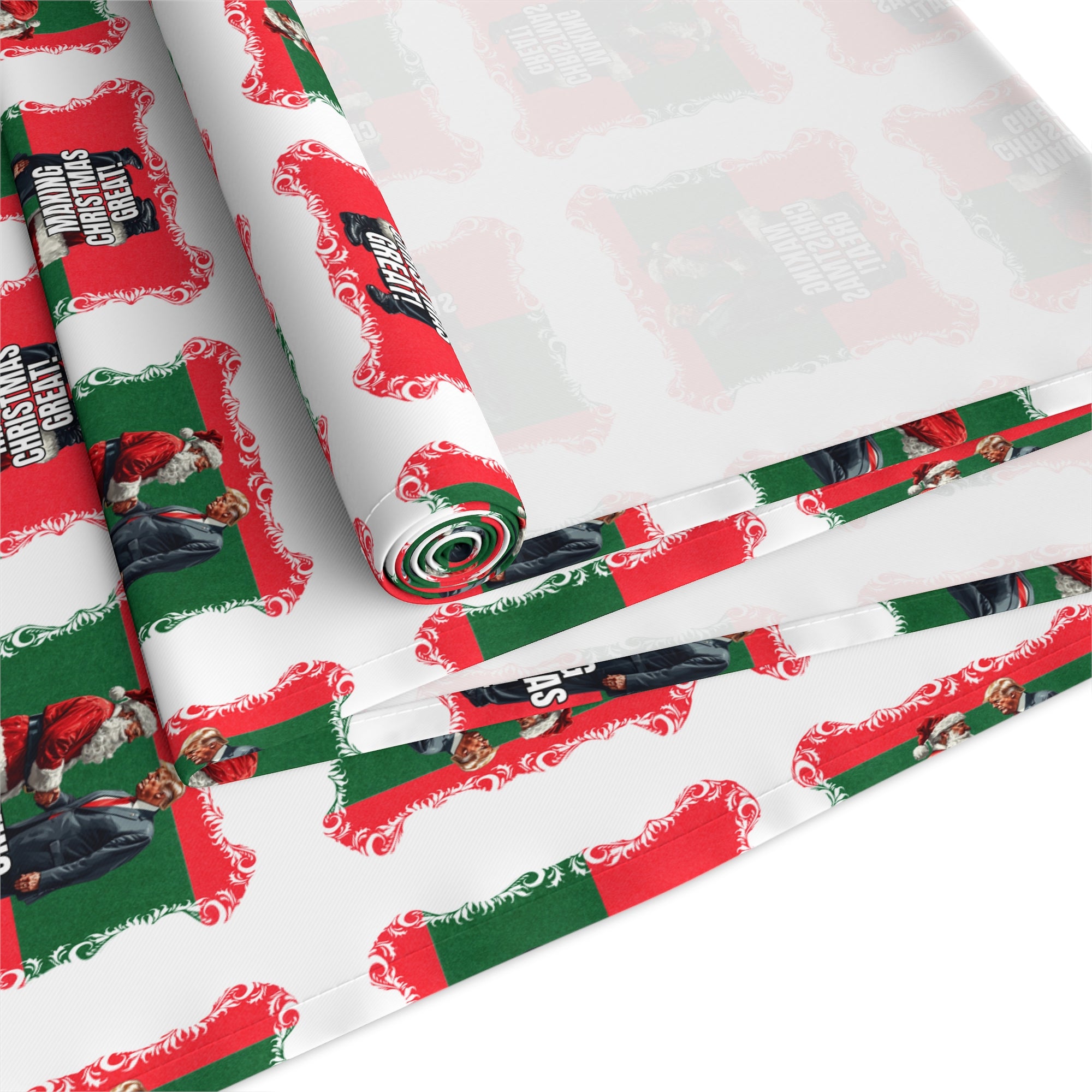 Festive Santa Trump Table Runner for Holidays | Christmas Table Decor