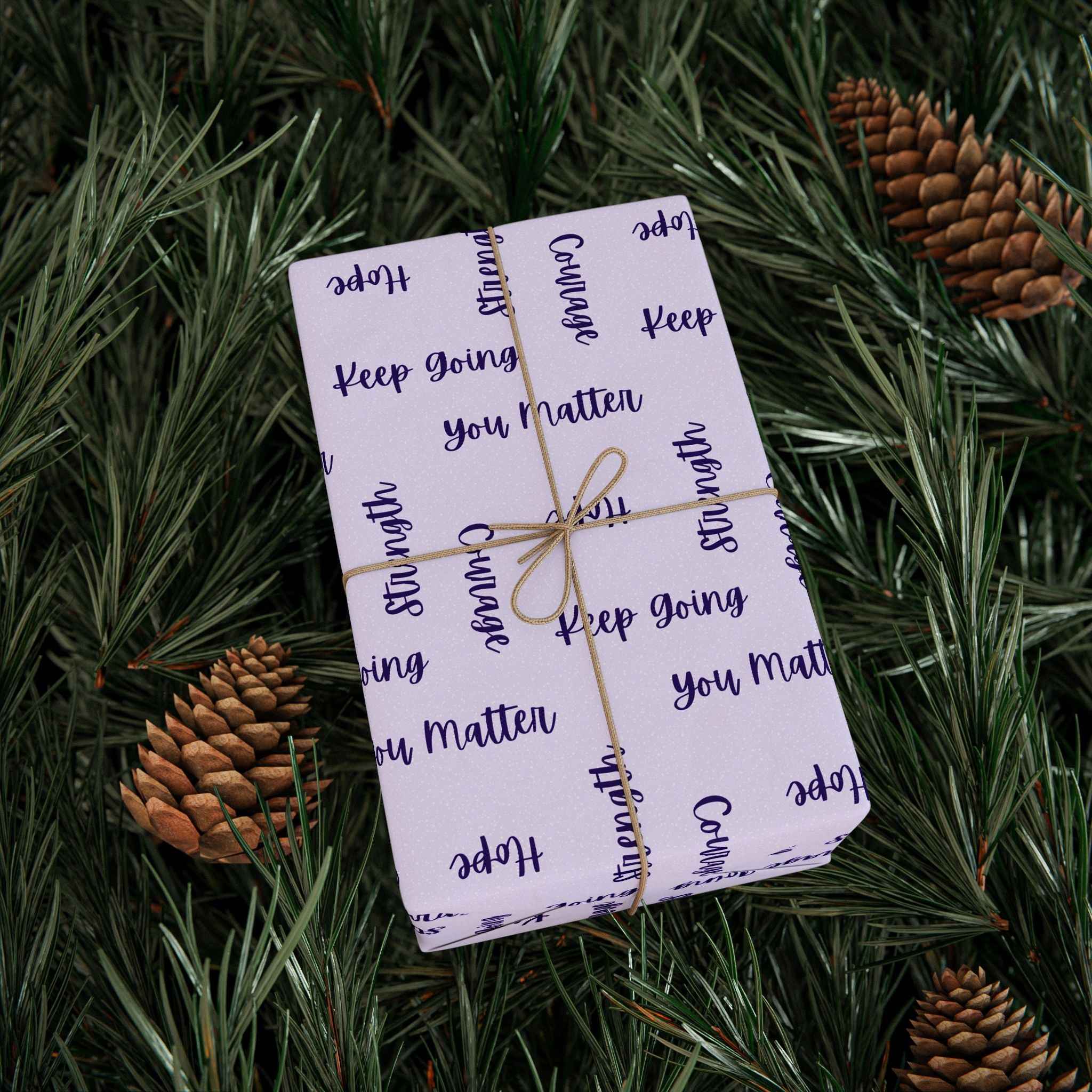 Inspirational Word Wrap – Light Purple Encouragement Gift Wrap