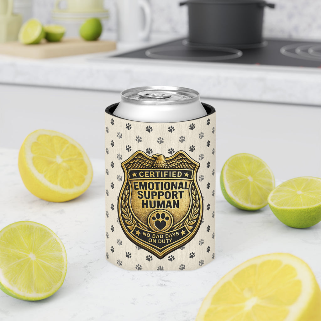Certified Emotional Support Human Can Cooler | Funny Cat Lover Koozie